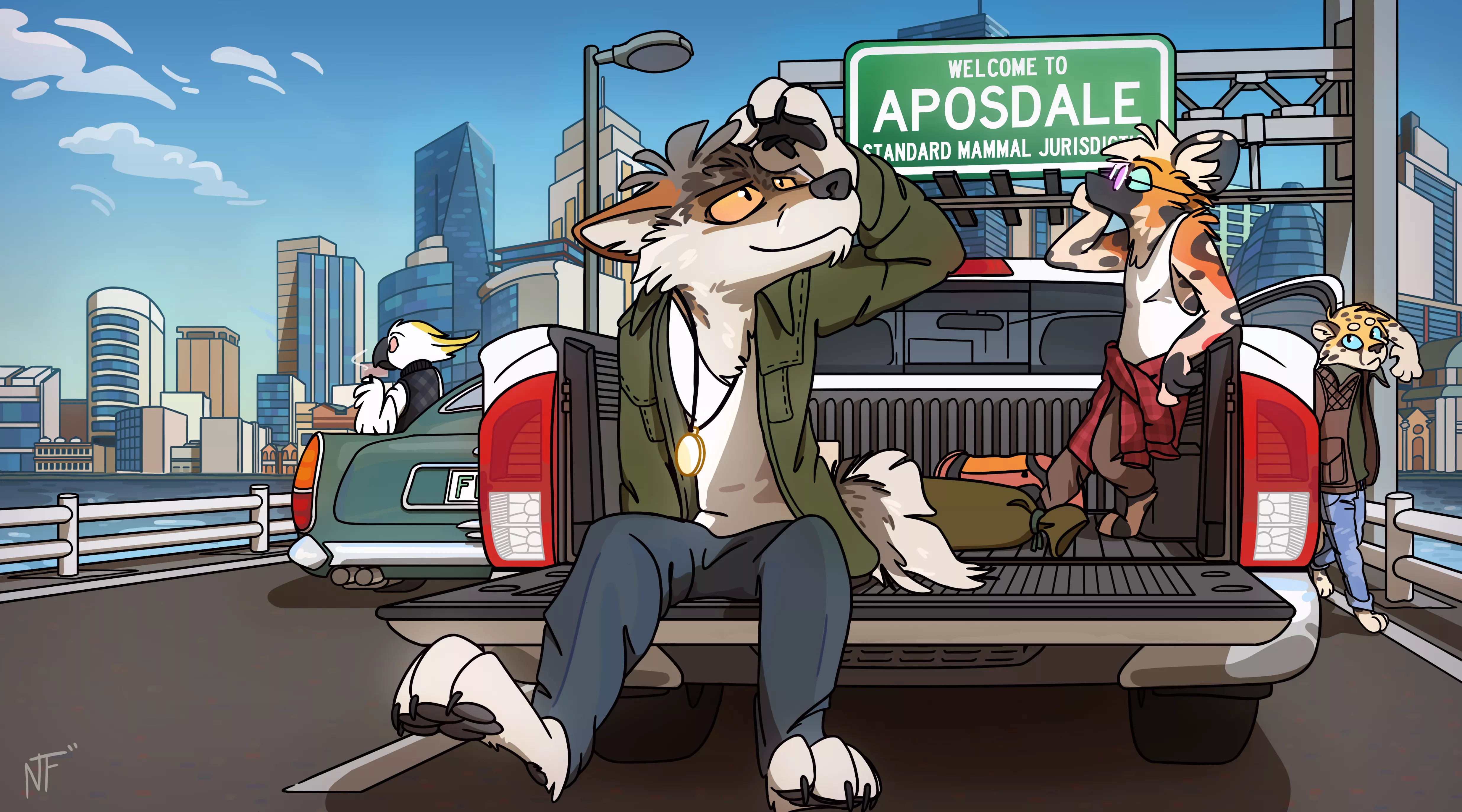 Aposdale Traffic Jam (art by me: @NekeithFox on twitter) posted by Nekeith