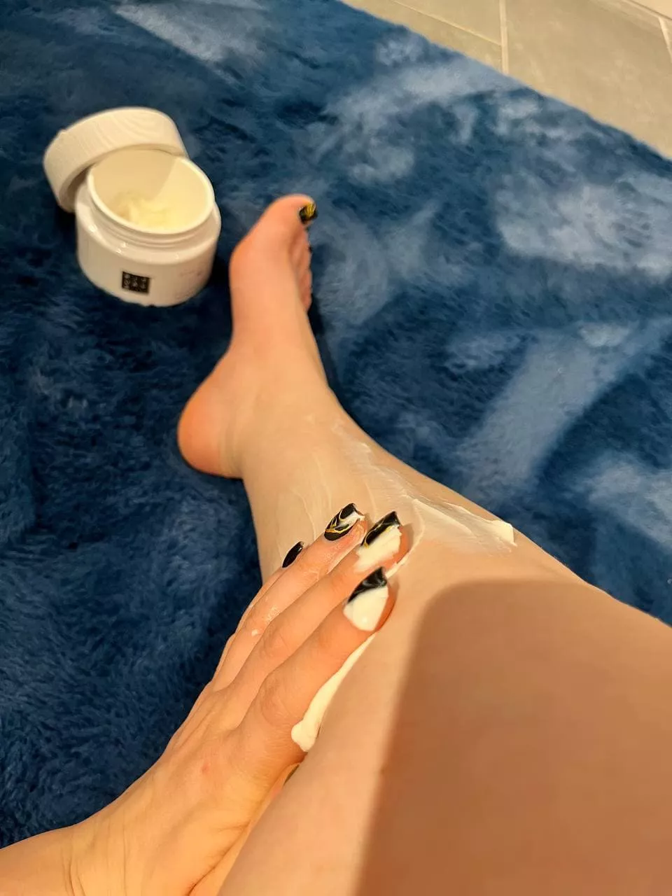 Apply cream to my leg and feet to keep my skin nice and soft. posted by Project_Feeturistic