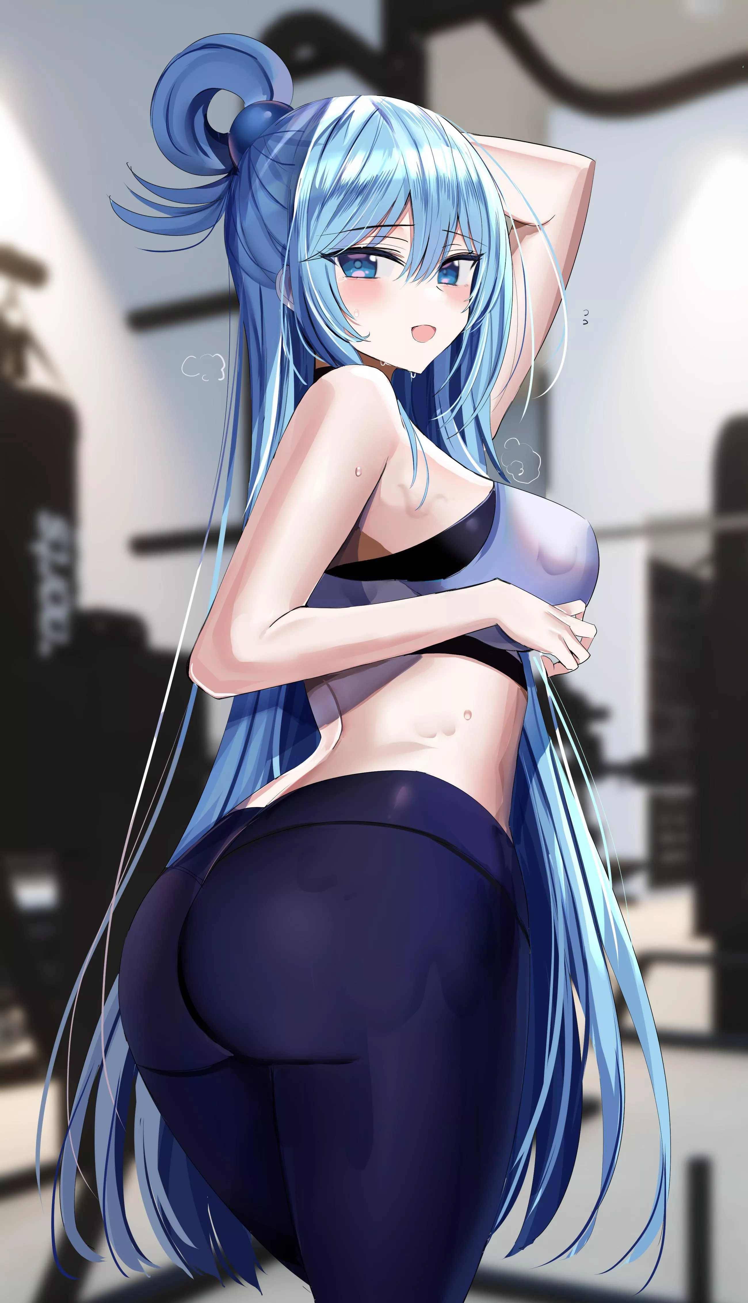 Aqua at the gym (adamant369)[Konosuba] posted by mesuyuki