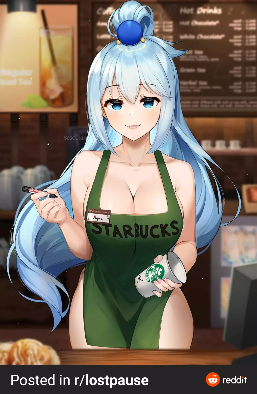 aqua taking your order [konosuba] posted by supersexystylish69