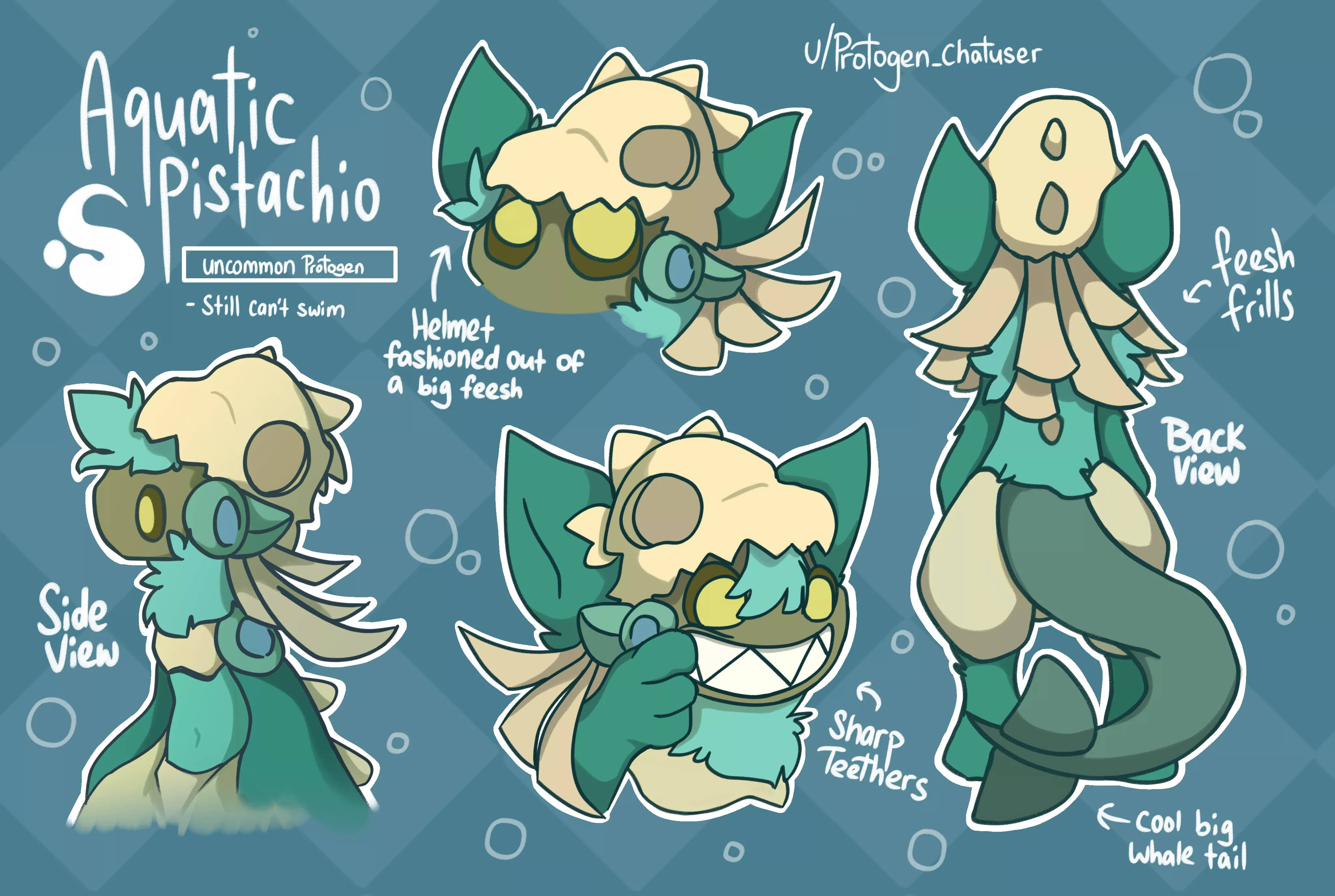 Aquatic version of my Protogen oc, Pistachio (art by me) posted by protogen_chatuser