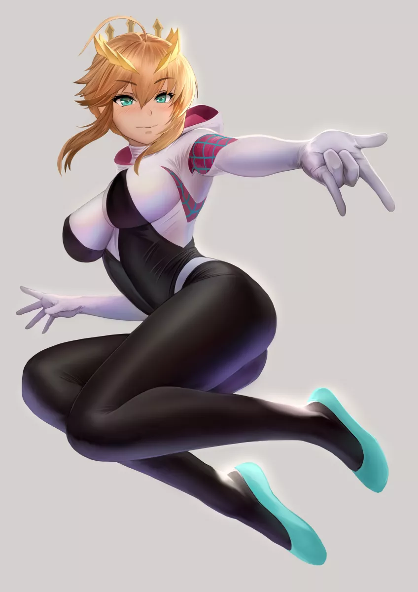 Artoria Spider Gwen Cosplay (Yamaneko) [Fate/ Marvel] posted by sequence_string