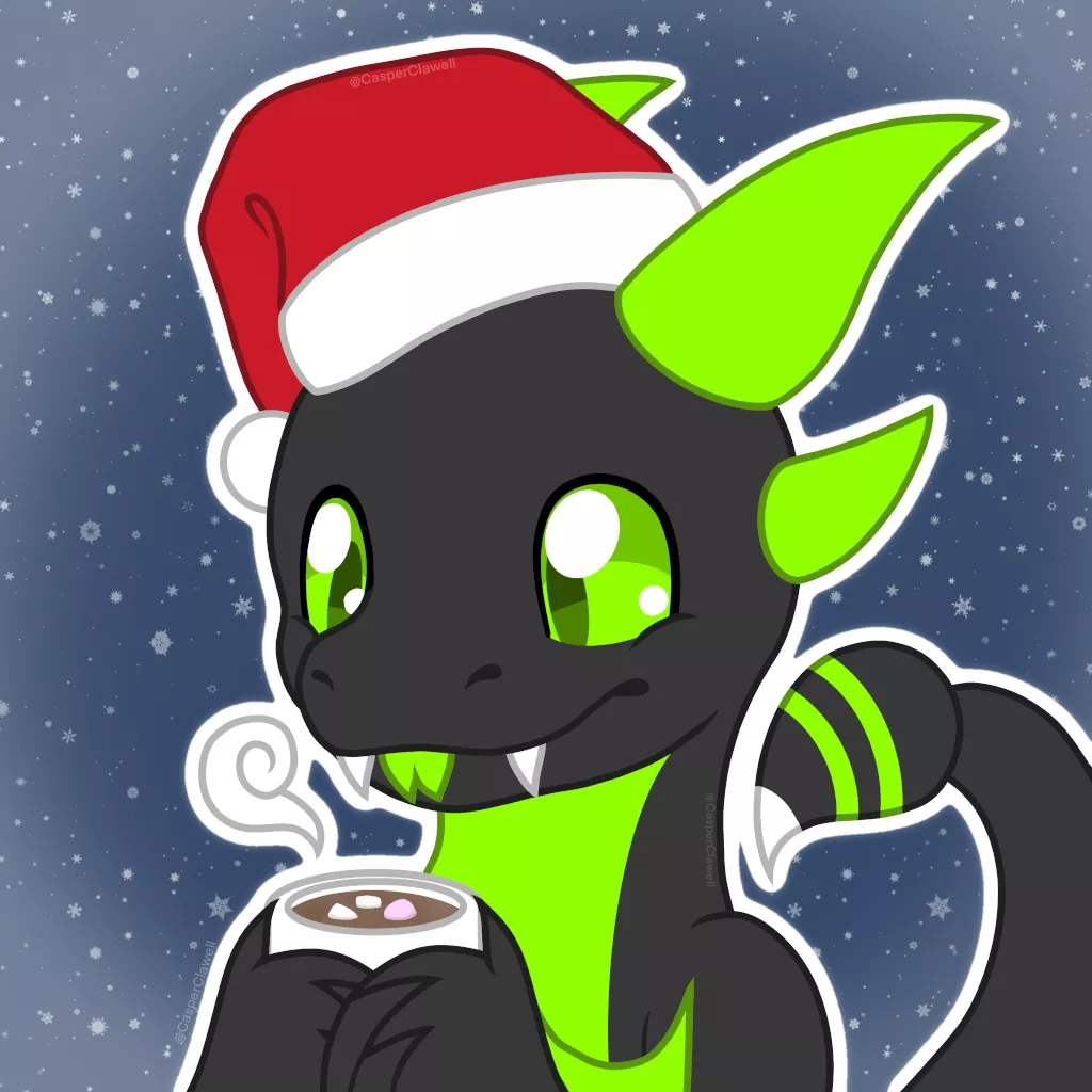 Asp enjoying a hot chocolate - art by @CasperClawell posted by dqUu3QlS