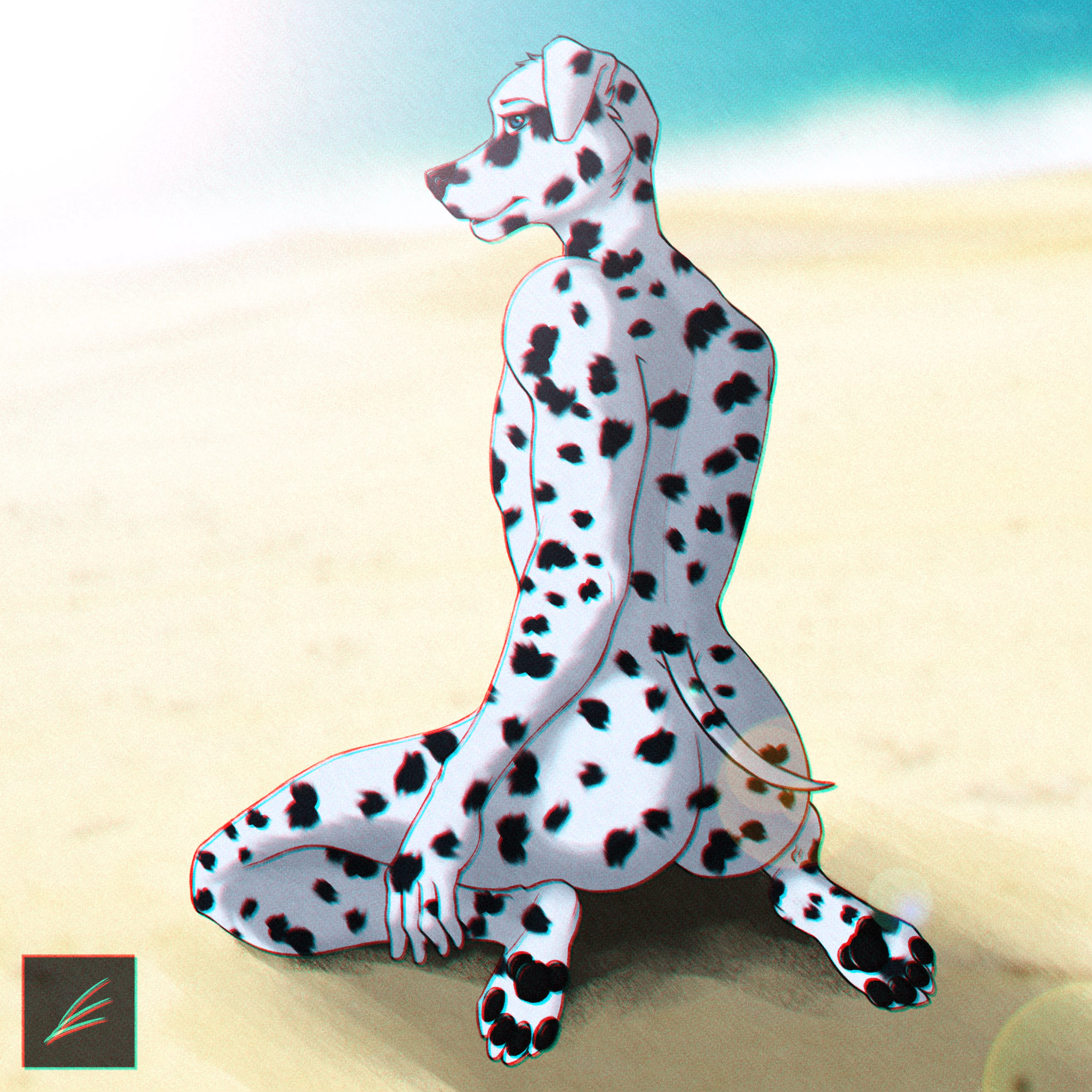 At the beach (Art by me) posted by WoofTheSequel