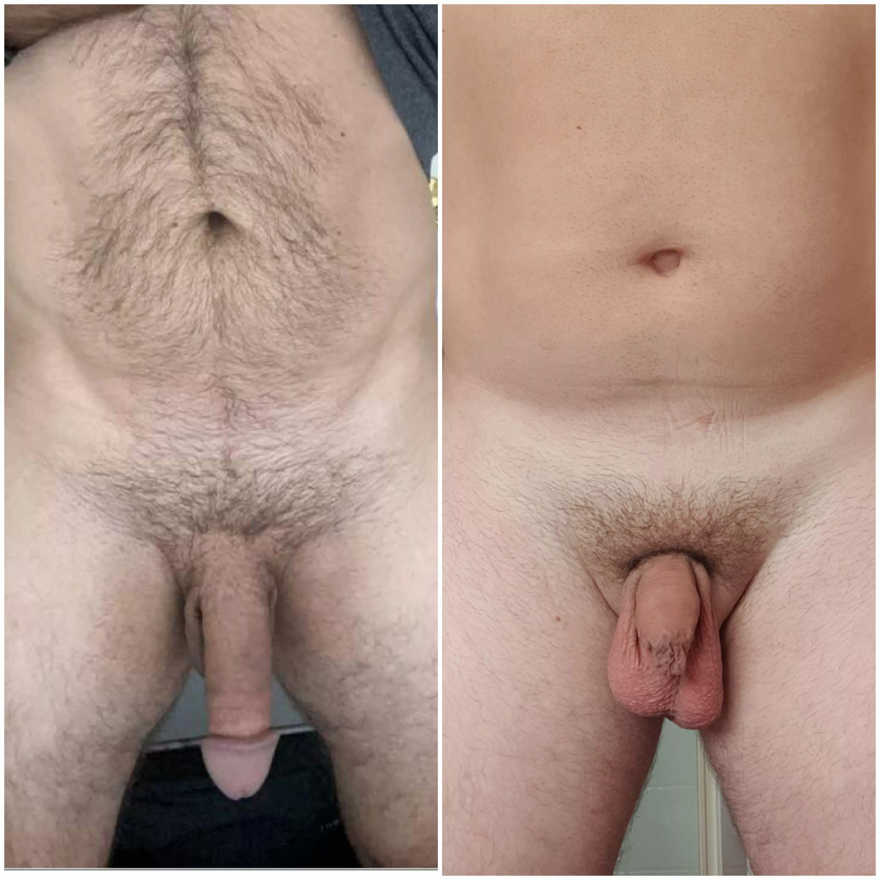 Awesome softie compare with another redditor today...Me on the right vs. Him on the left....even my wife said wow and she normally doesn't care at all about my comparing thing. He's much bigger flaccid than me hard posted by kleinbutfine