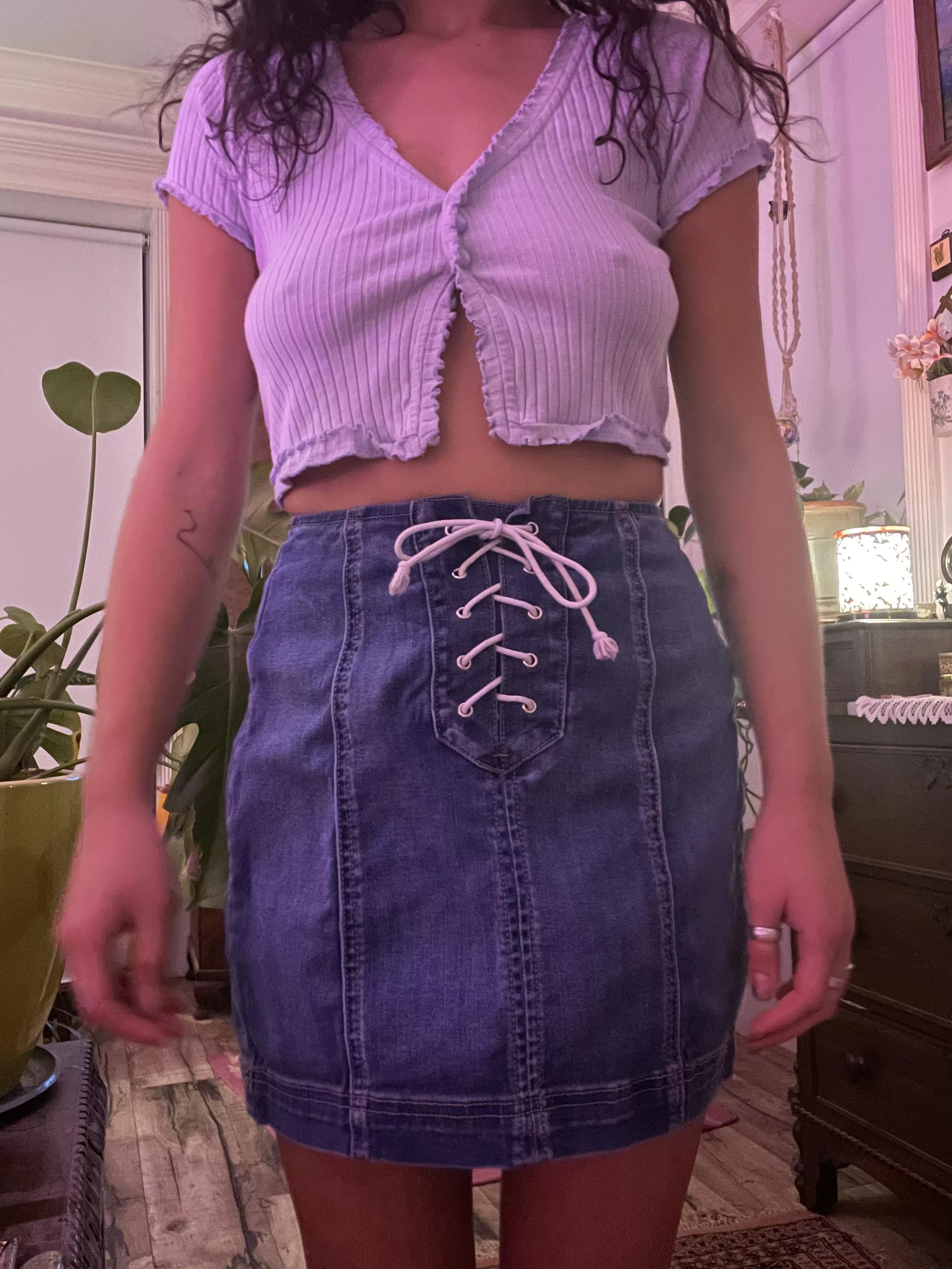 Awkwardly taking photos for my friends helping me pick an outfit. This one didn’t cut it. Kind strangers on the internet might like it tho 💝 posted by leftleolady