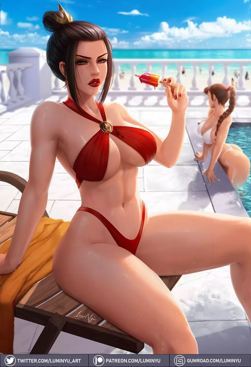 Azula enjoying the poolside with some ice, even firebenders need to cooldown a little bit sometimes. posted by pm-small-asian-boobs