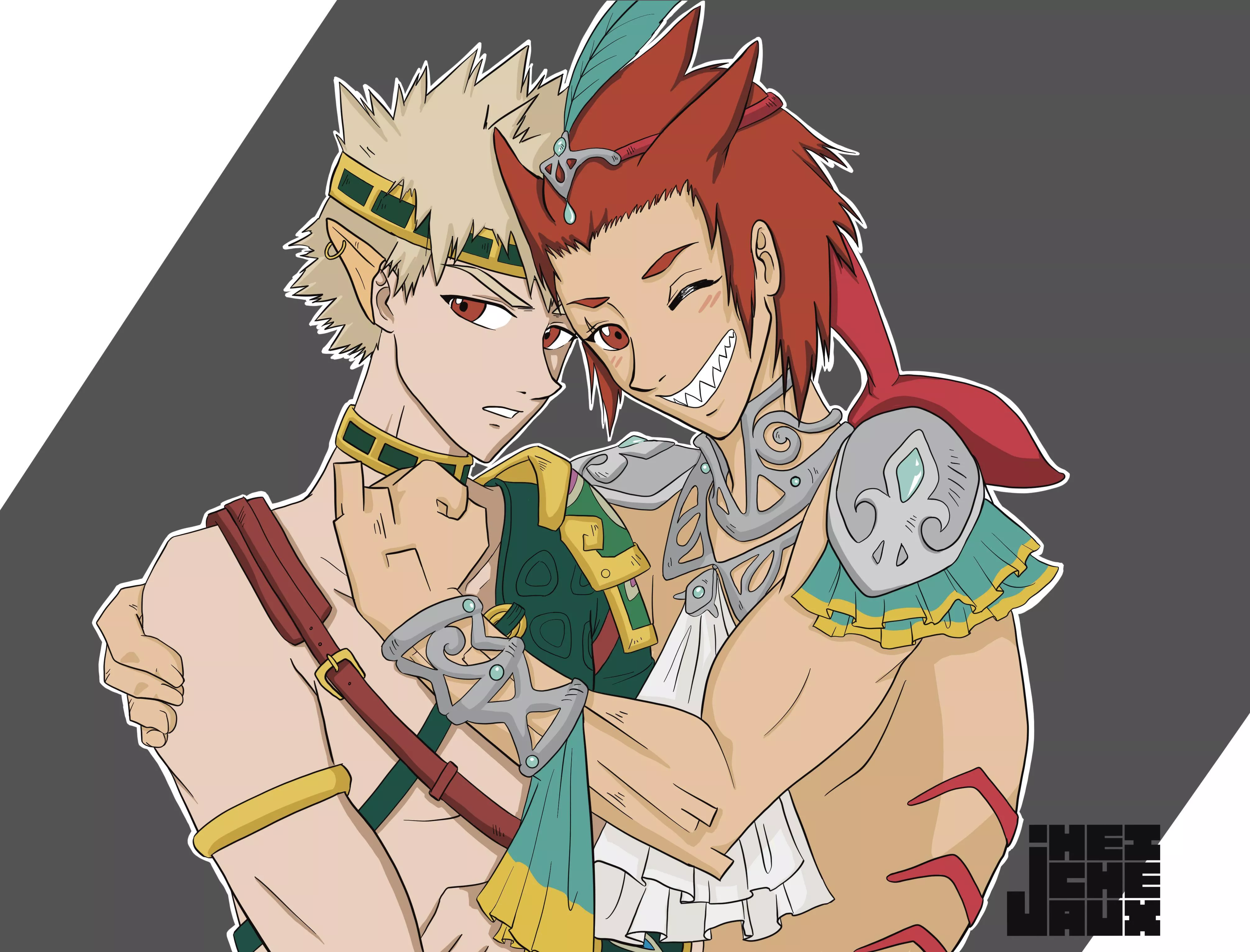 Bakugou and Kirishima dressed up as Link and Prince Sidon for Halloween! 🎃 [My Hero Academia] by jheicheaux posted by jheicheaux