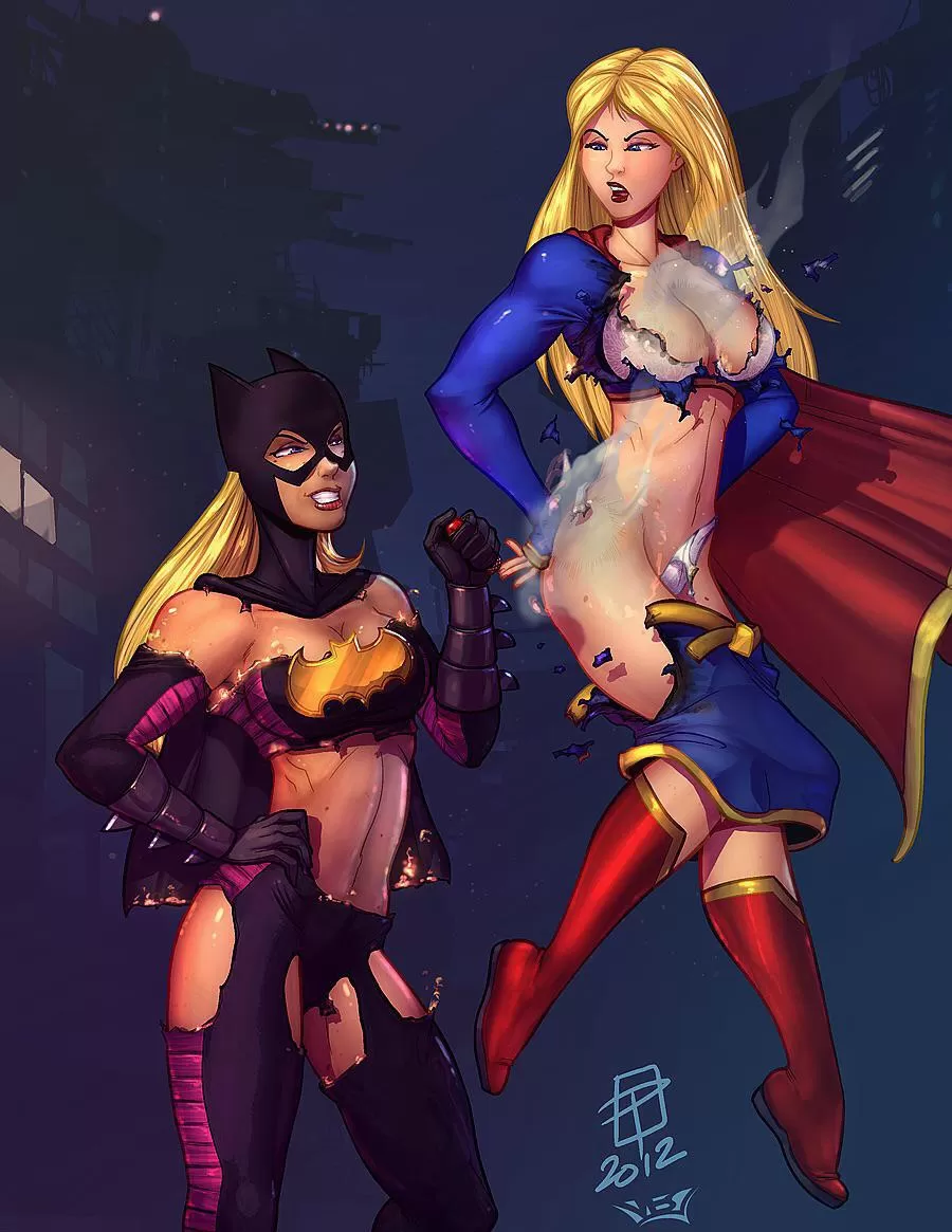 Batgirl destroying Supergirl’s outfit (Vest) posted by Bikinigirl2021