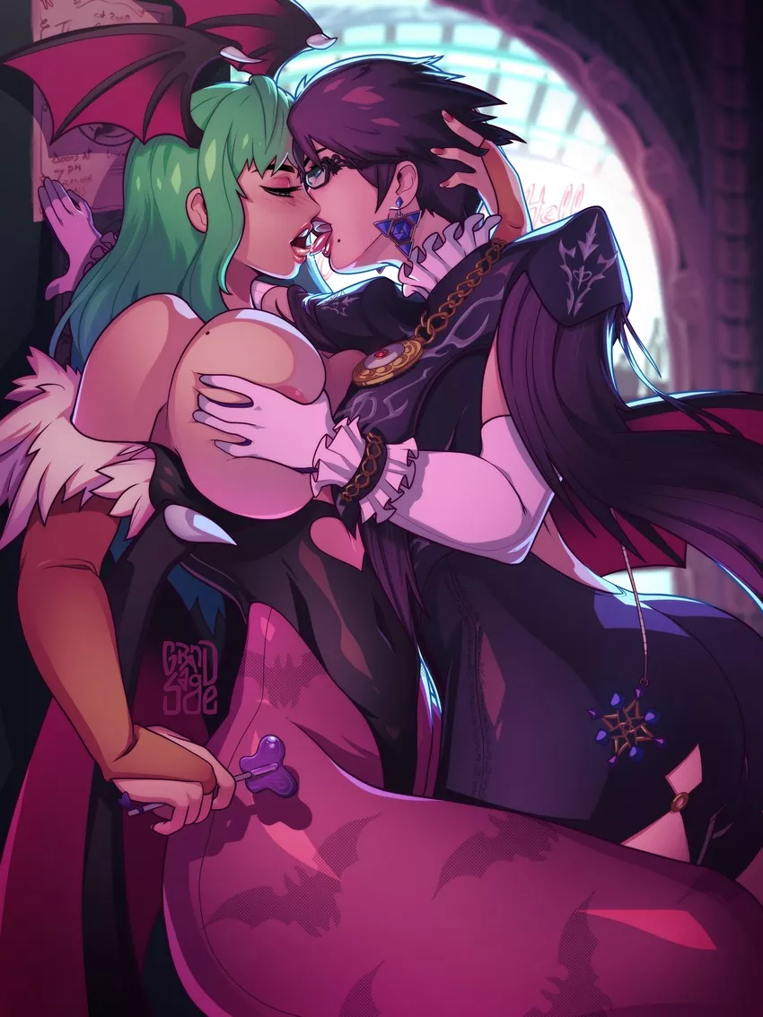 [Bayonetta][Darkstalkers] Bayonetta and Morrigan's Mutual Lust posted by Written_up_for_125