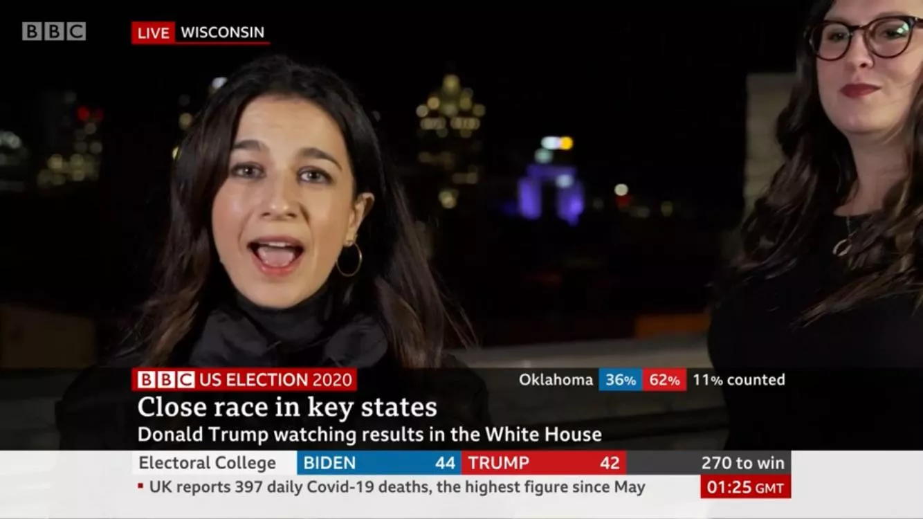 BBC News anchor (left) and her guest (right) post-interview posted by PM_ME_YOUR_HOLOCRONS