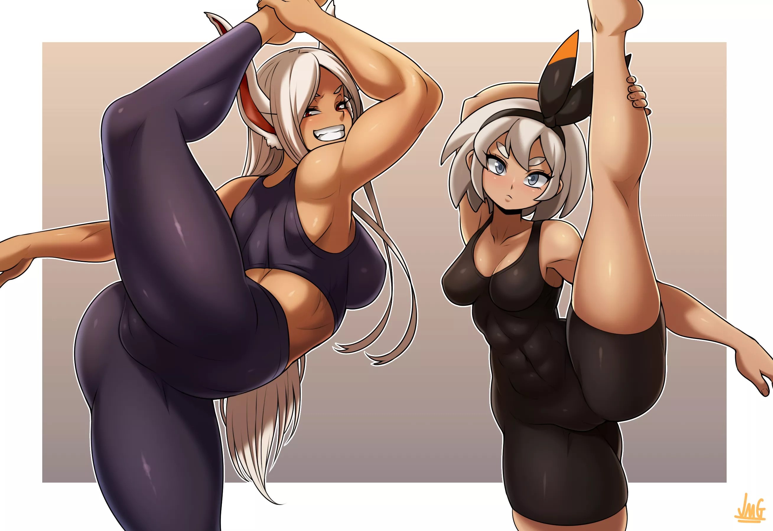 Bea And Rumi Gymnastics (JMG) [Pokemon and My Hero Academia] posted by sequence_string