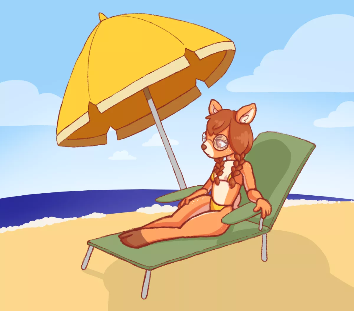 beach day (art by me @fuzzyfangs) posted by fuzzyfangs