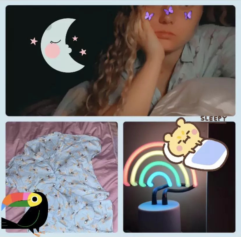 bed timeeee, i have clean toucan pjs n my rainbow night light. i’m half little n my brain is all fuzzy :(( posted by babyd0ll_k