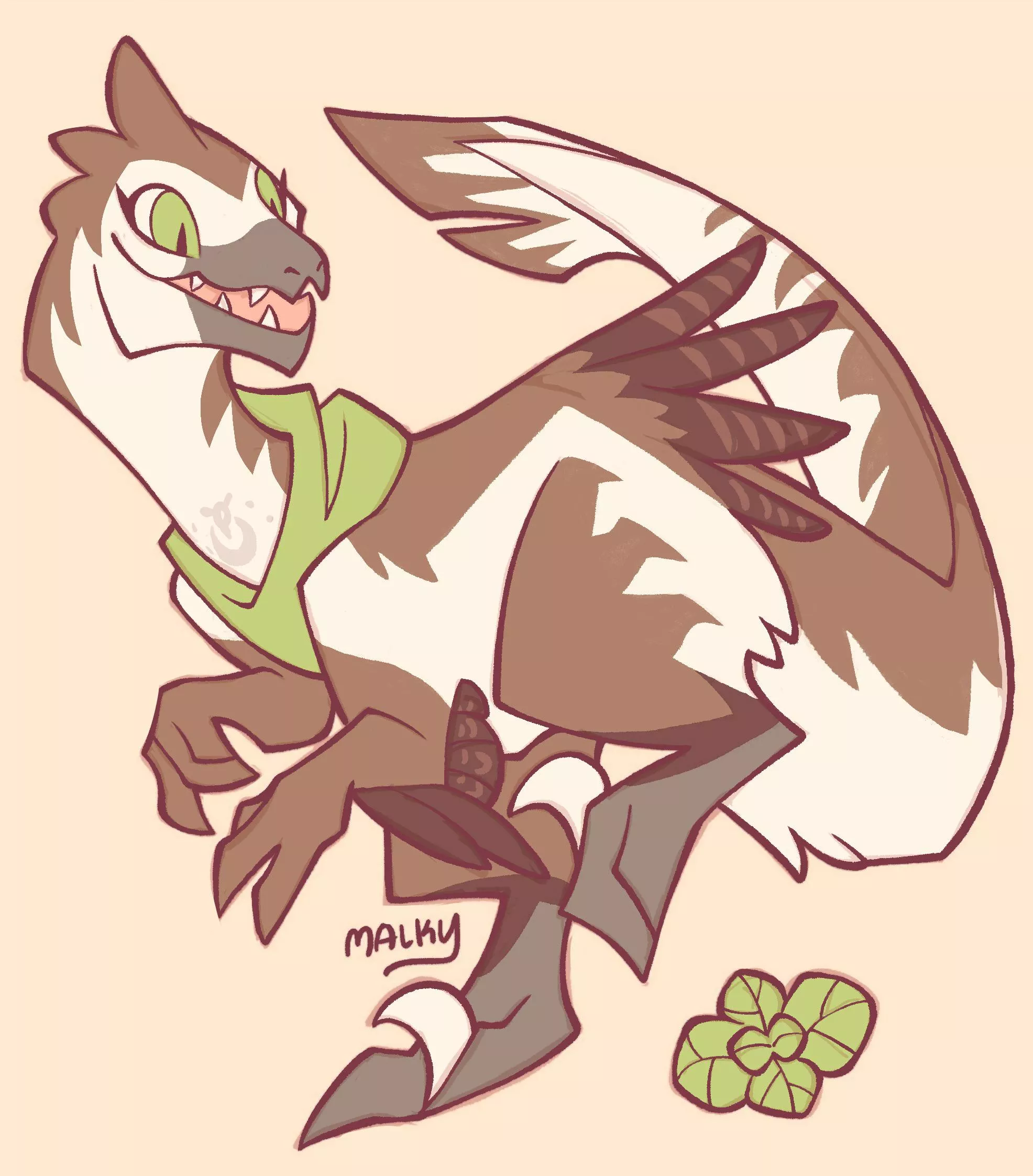 Big feathery floof raptor (Art by @Malkee on Twitter) posted by uwuuuuu