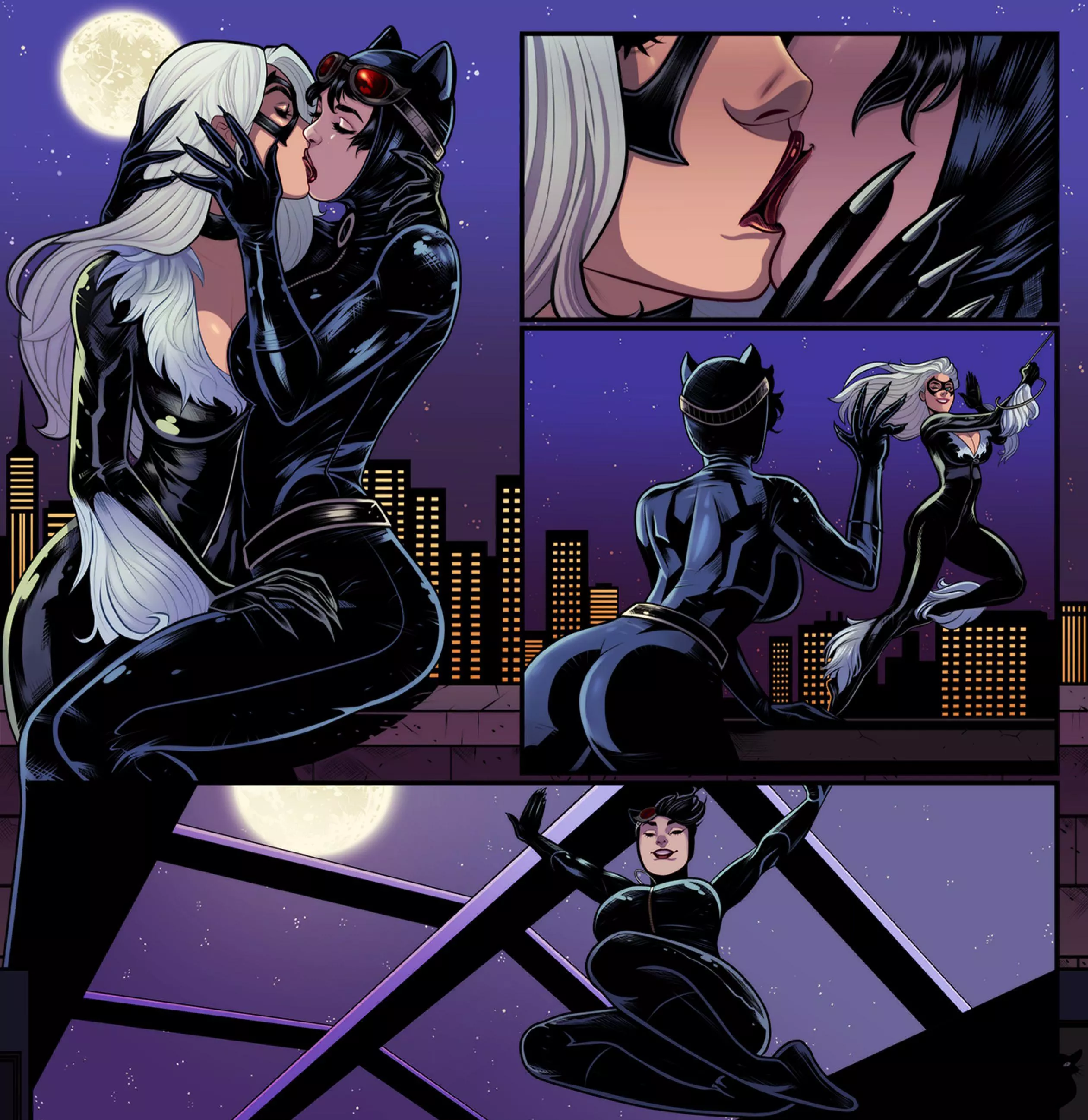 Black Cat and Catwoman (Ramartwork) [Marvel and DC Comics] posted by itselectric124