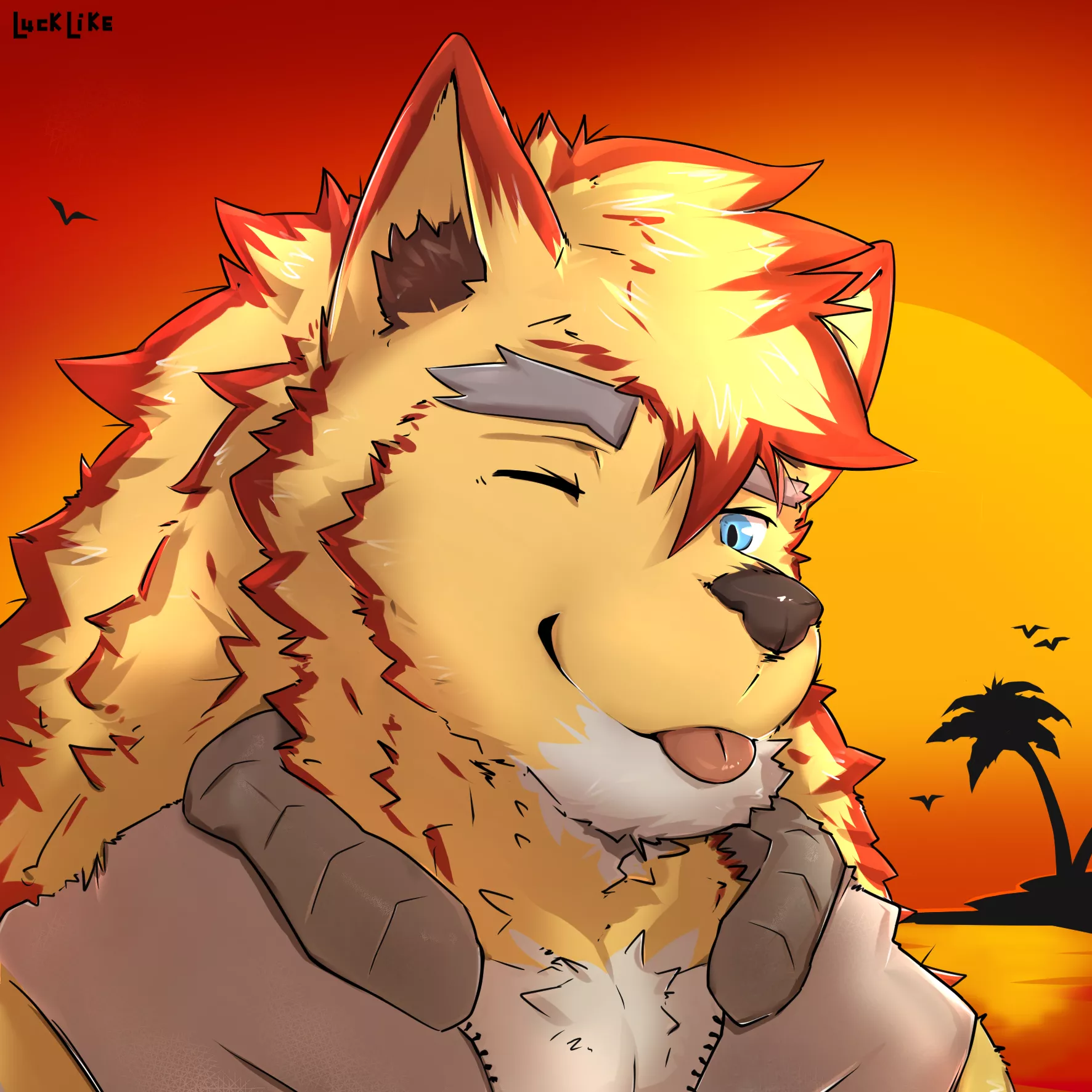 Blepping during a sunset! | Commission by me | @Luck_Like_ (CO) posted by Luck_Like_reddit