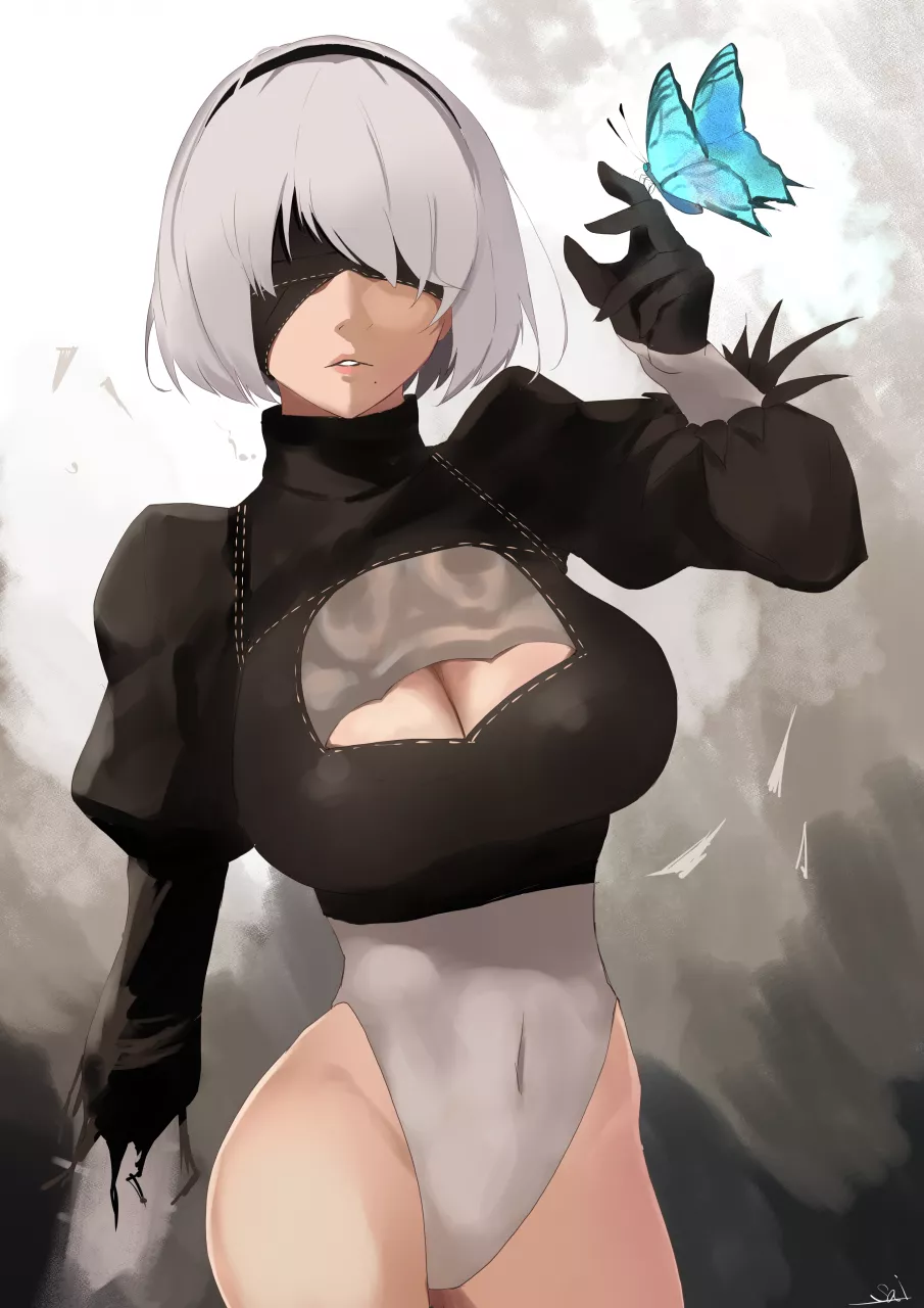 Blue Butterfly 2B (Aya Roushi ) [Nier] posted by sequence_string