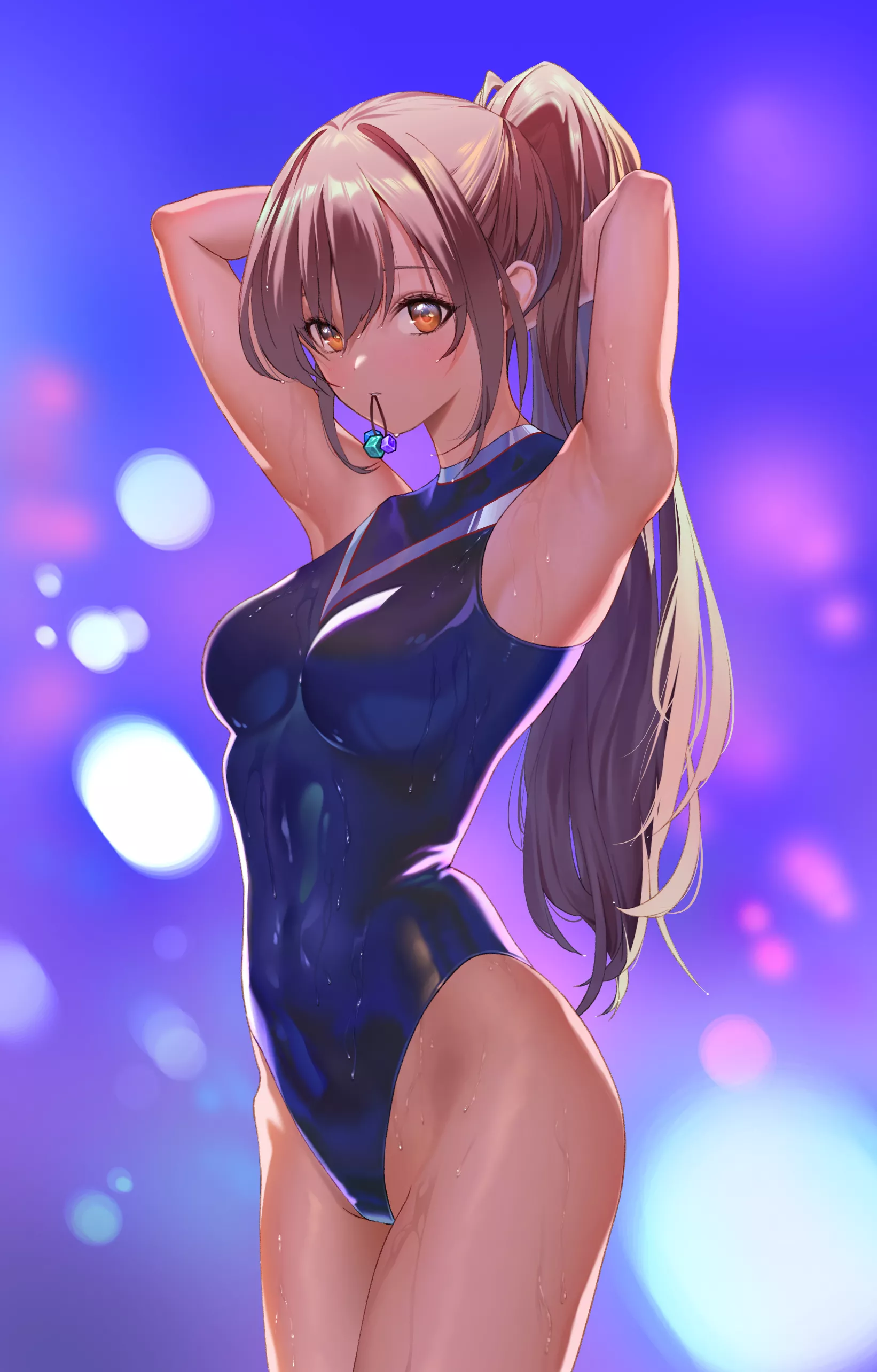 Blue Leotard Putting Her Hair Up (Mildo) [Original] posted by sequence_string