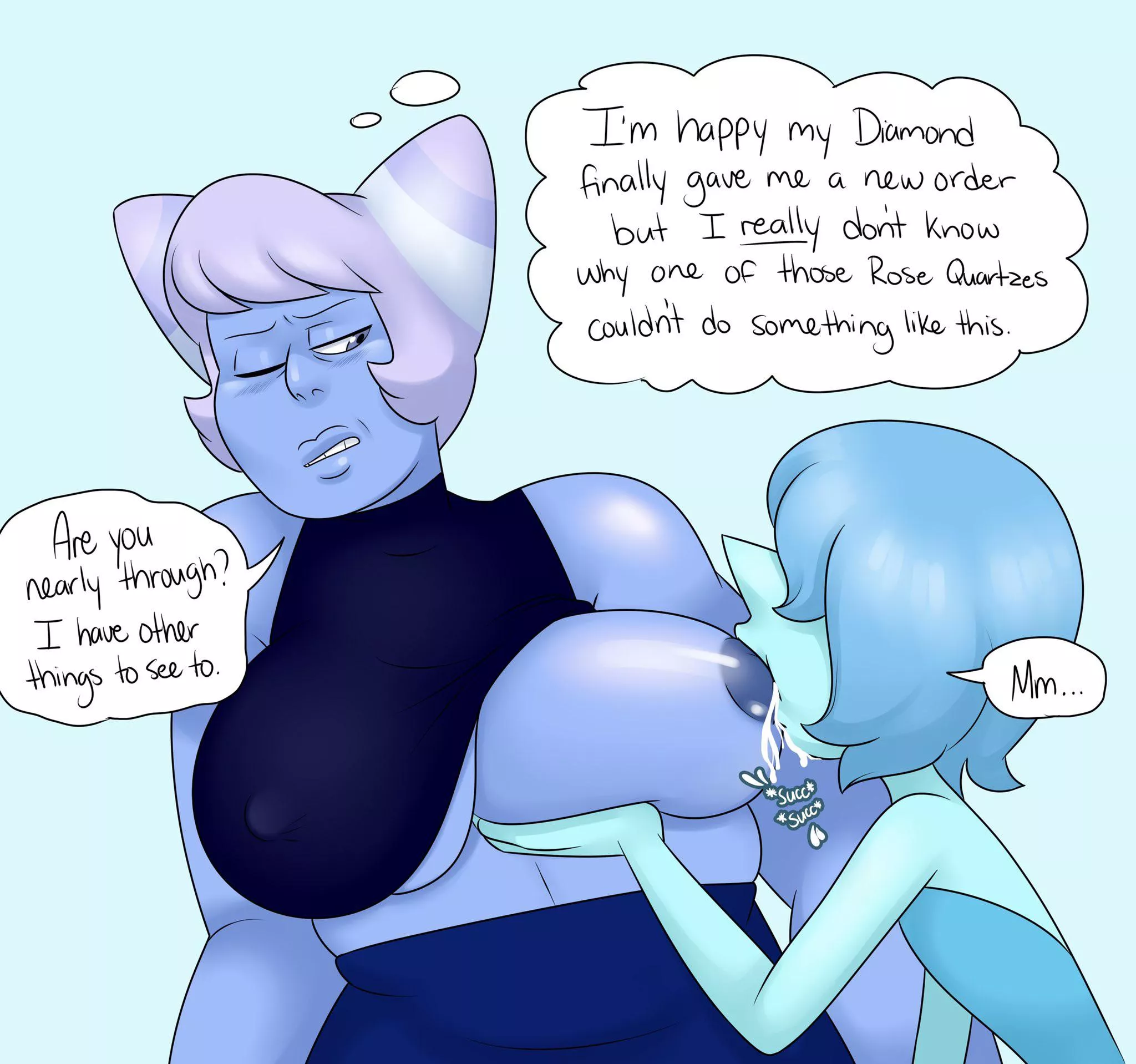 Blue Pearl enjoys some of Holly Blue Agateâ€™s tiddy milk (art by MissGreeneynsfw) posted by renegade_zibit