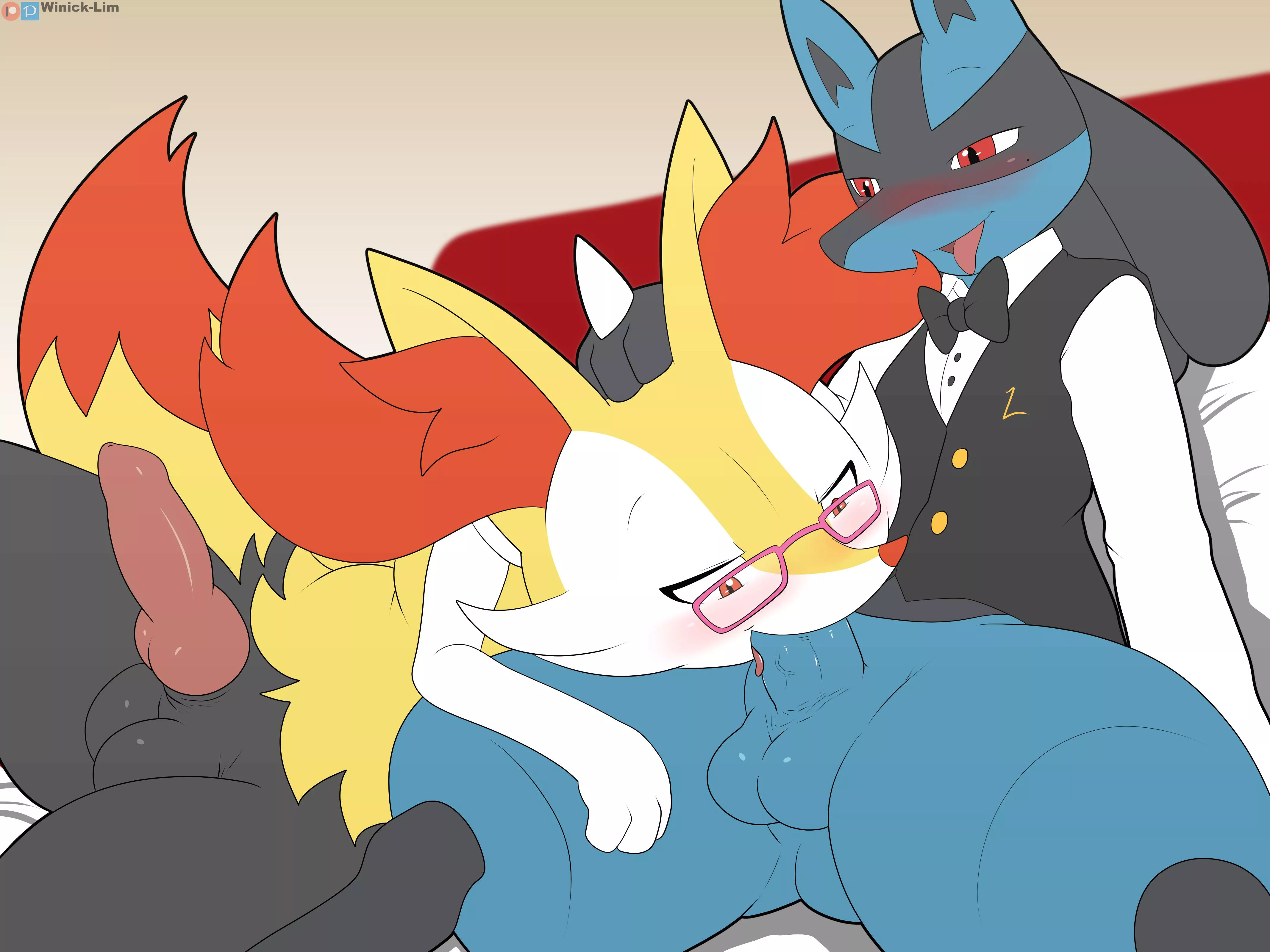 Braixen and the Bartender (Winick-Lim) posted by LucarioSweetheart