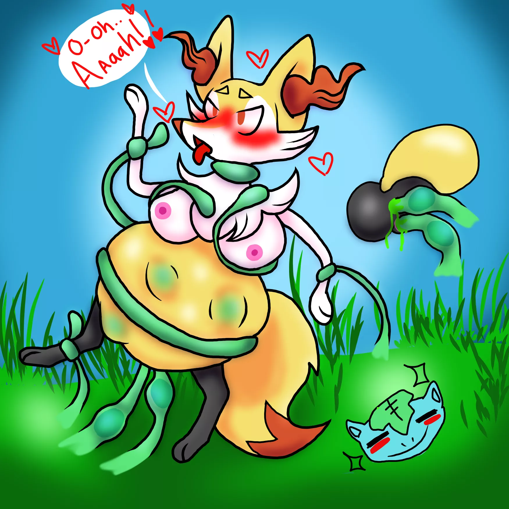 Braixen is helping Venusaur spread pollen! posted by MushieMatriarch