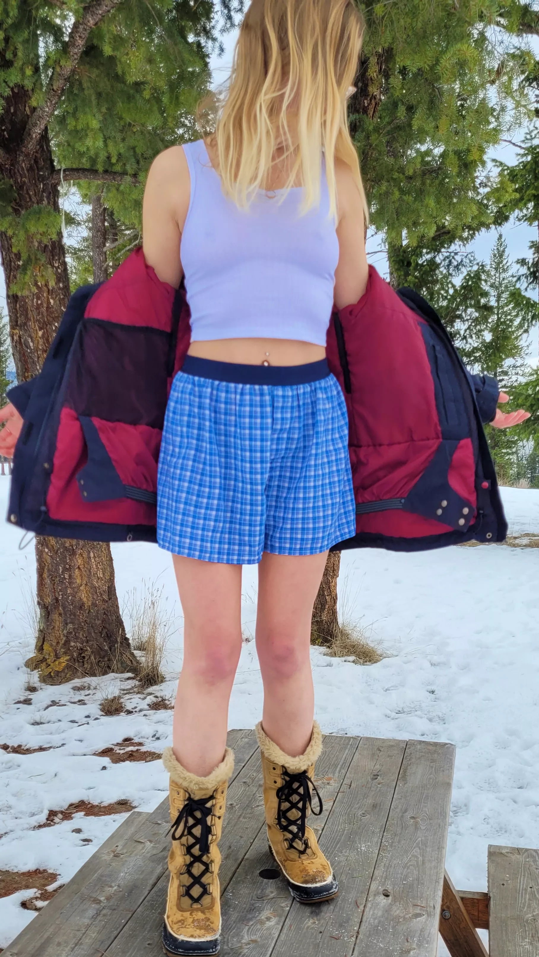 Braless and nipply on a picnic table ;) posted by LilahRose99