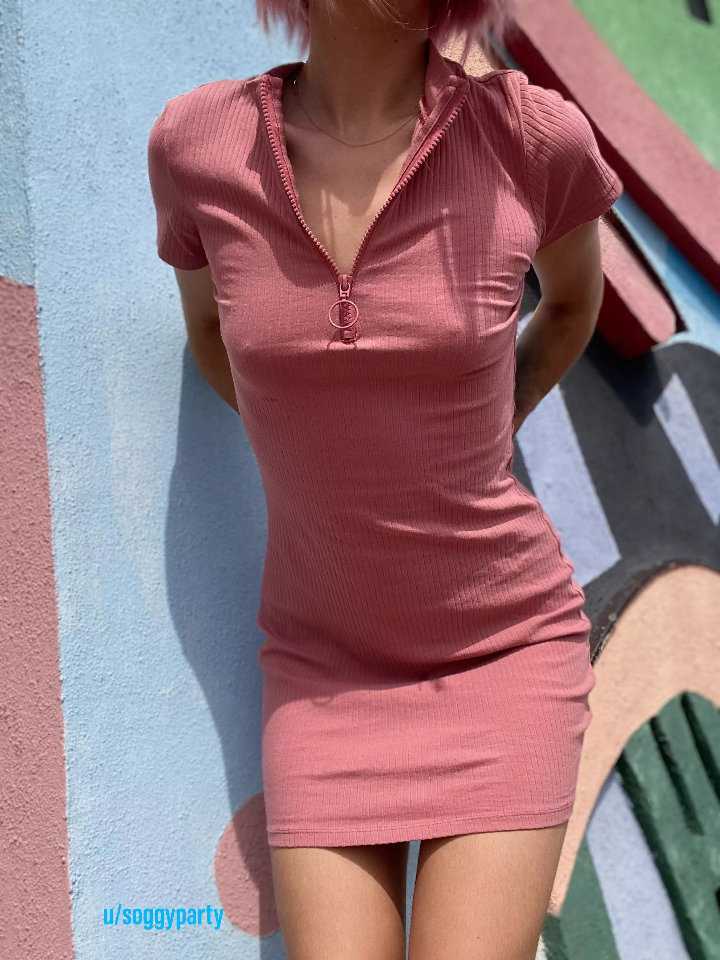 Braless tight dress posted by SoggyParty