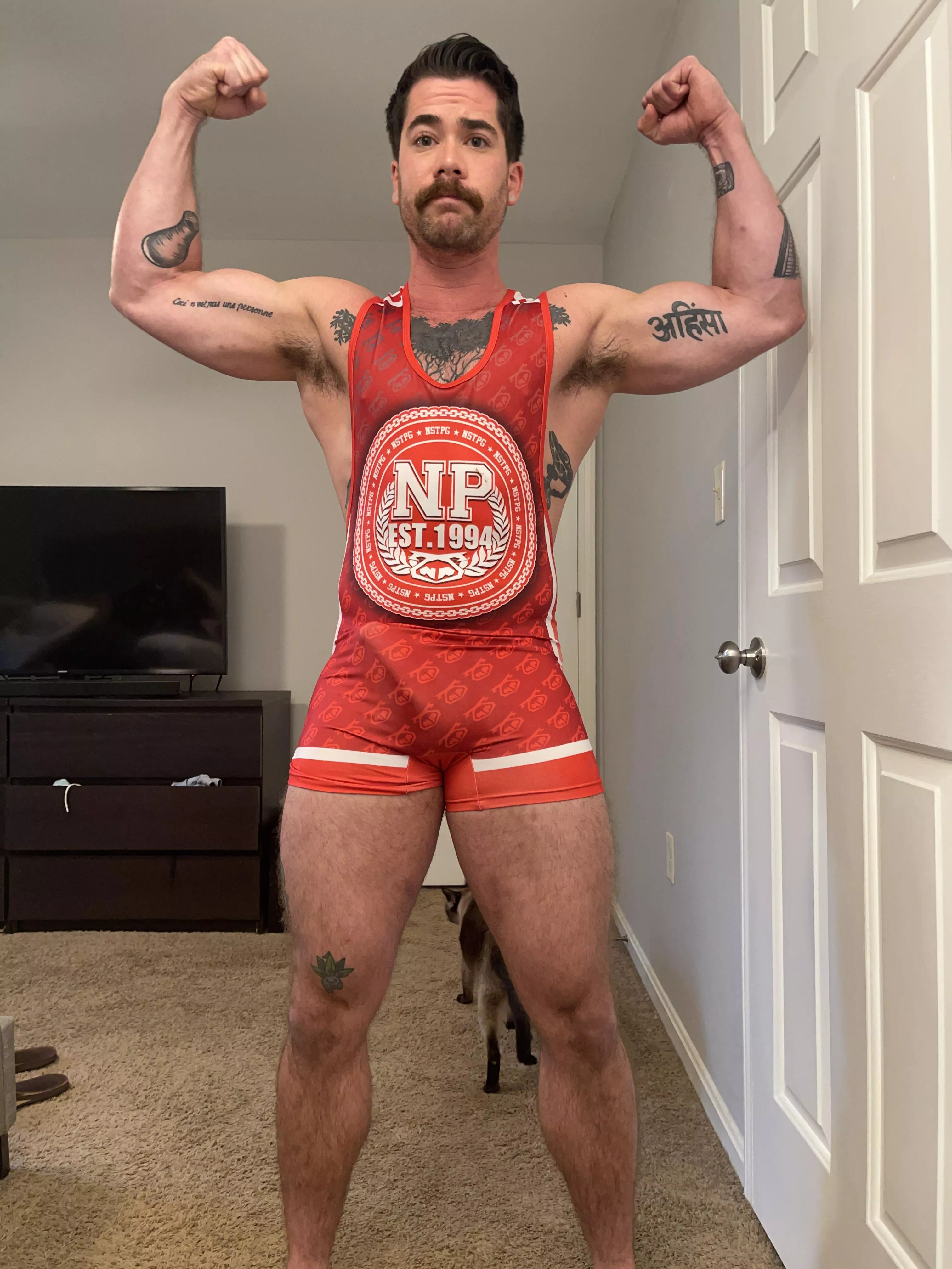 Can barely hold him in this singlet posted by thatyogafvcker