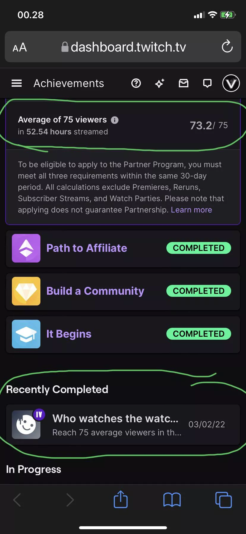 Can someone explain why Patch to Partner doesn’t sync with achievements? My Dashboard also says 80 avrg in the past 30 days and i unlocked 75 avarage on February 3rd which was my last requirement for Path to Partner? posted by LinneaV