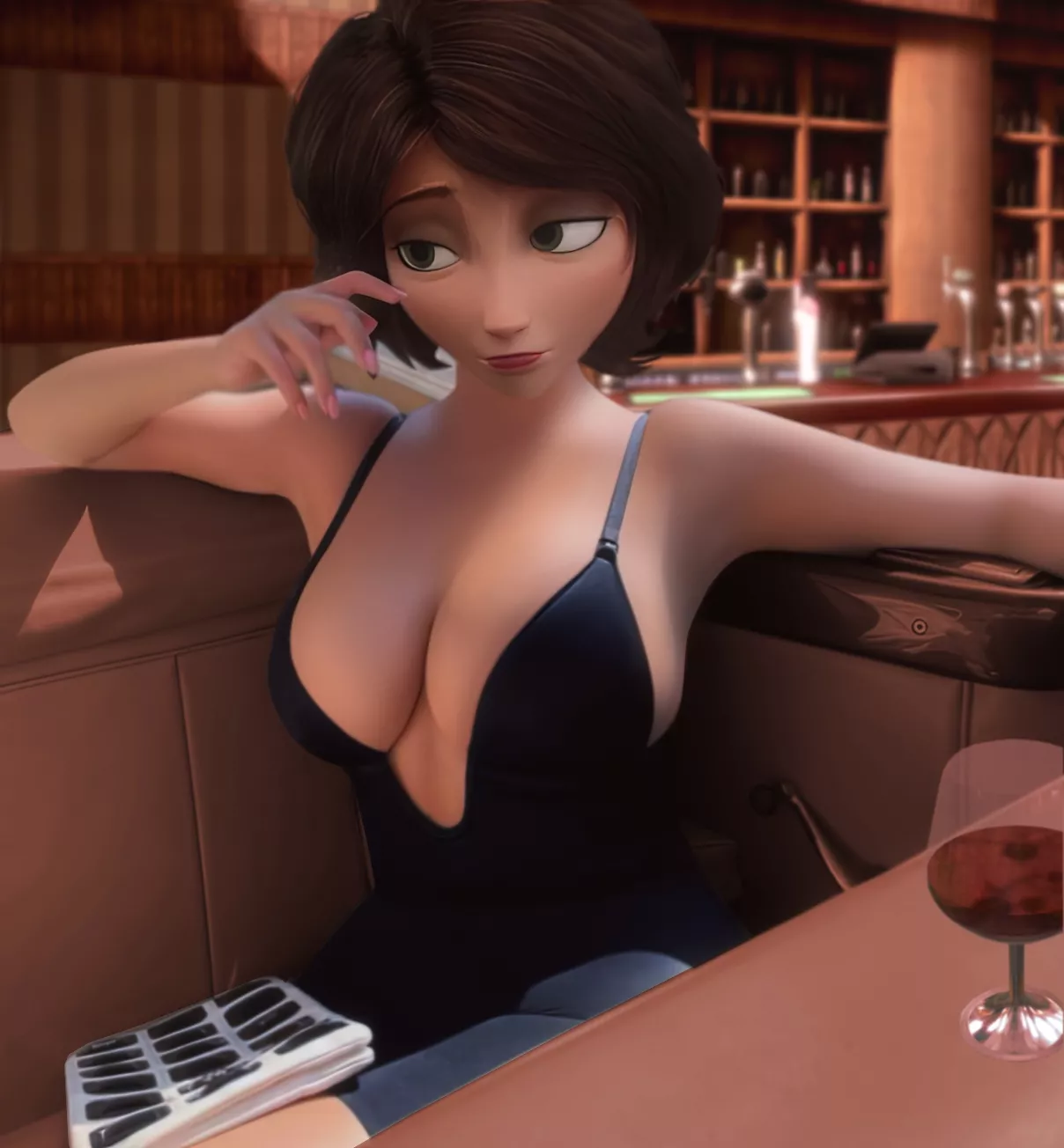 Cass waiting for GoGo in a bar called The Moist Clam. posted by Rastifan