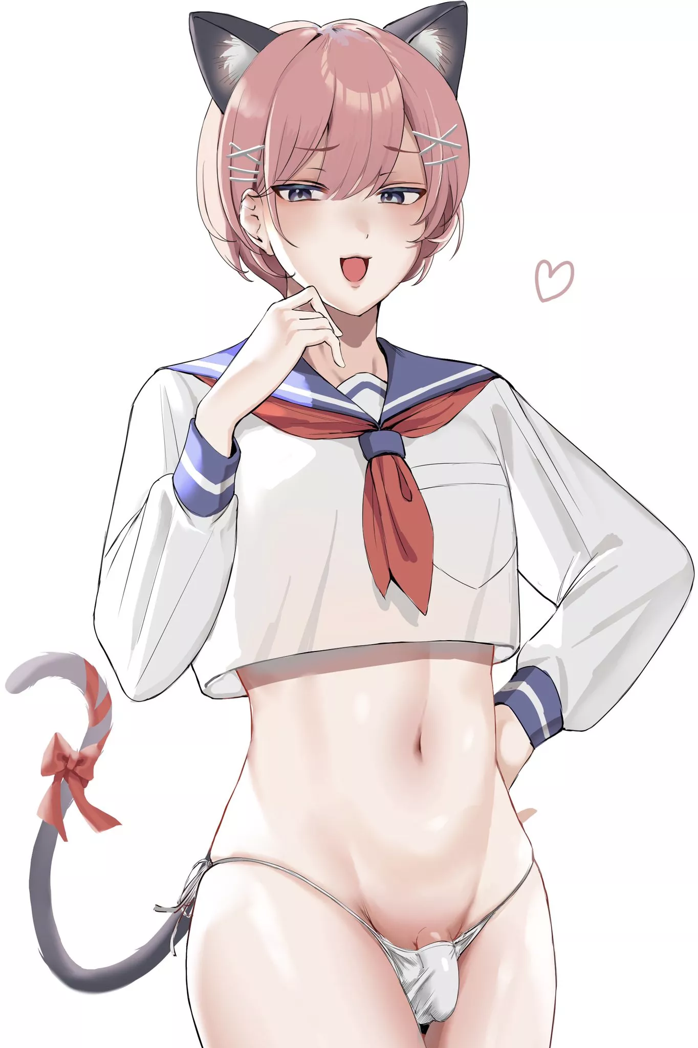 Cat ears, tail with a bow, cute little bulge posted by Moxa35