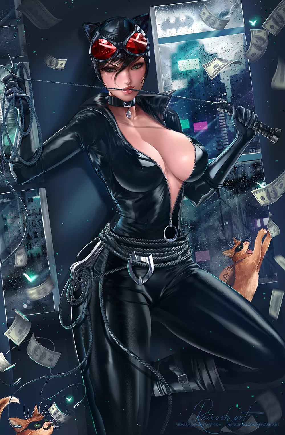 Catwoman And Her Trained Cats (Javier Estrada) [DC Comics] posted by sequence_string