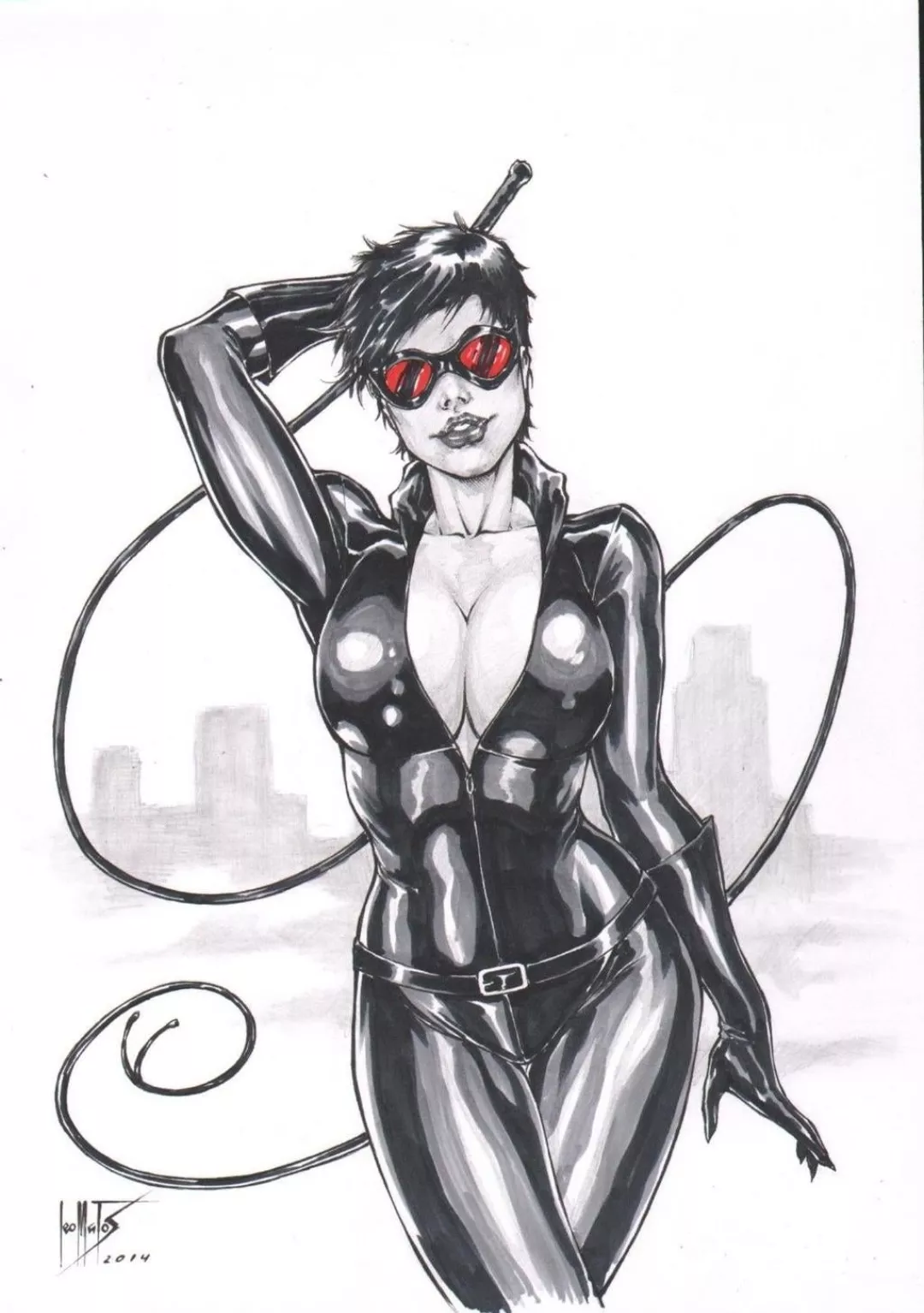 Catwoman in black and white posted by uptomischief27