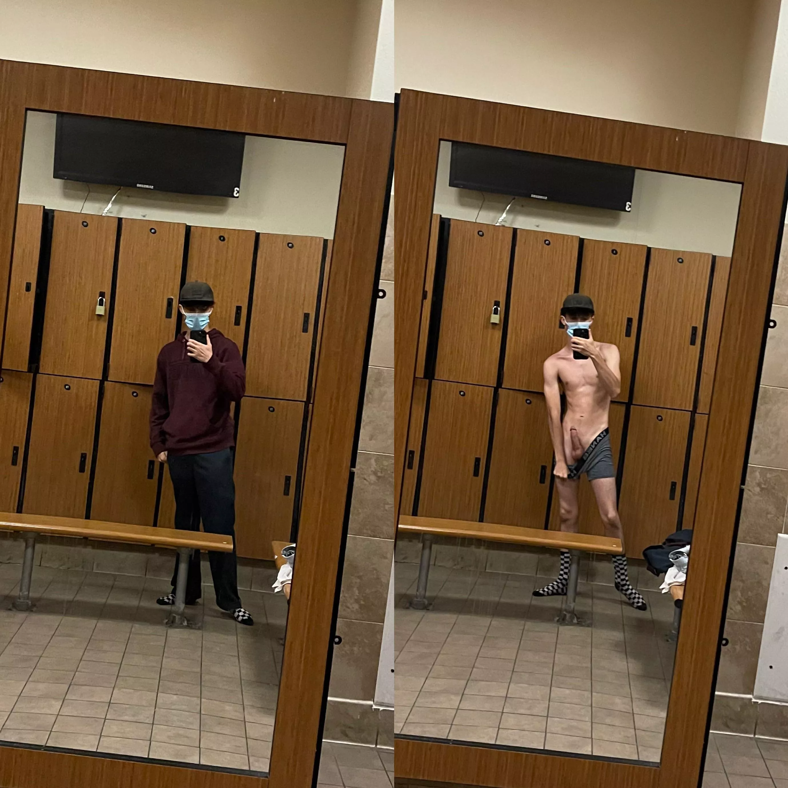 Changing in the locker room is a bit Hard ;) posted by thatskinnyboy