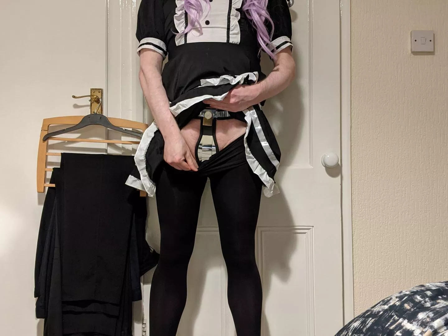 Chastity maid. Even though it's currently only used for short durations, it's a great feeling to be in a full chastity belt and maid costume posted by brunnenguk