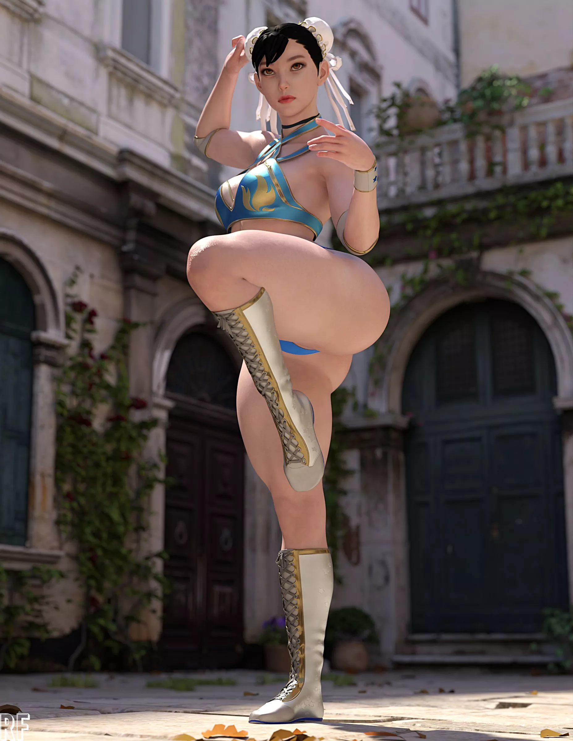 Chun-Li showing off dem thighs (Rude Frog) [Street Fighter] posted by Kuro-Oji