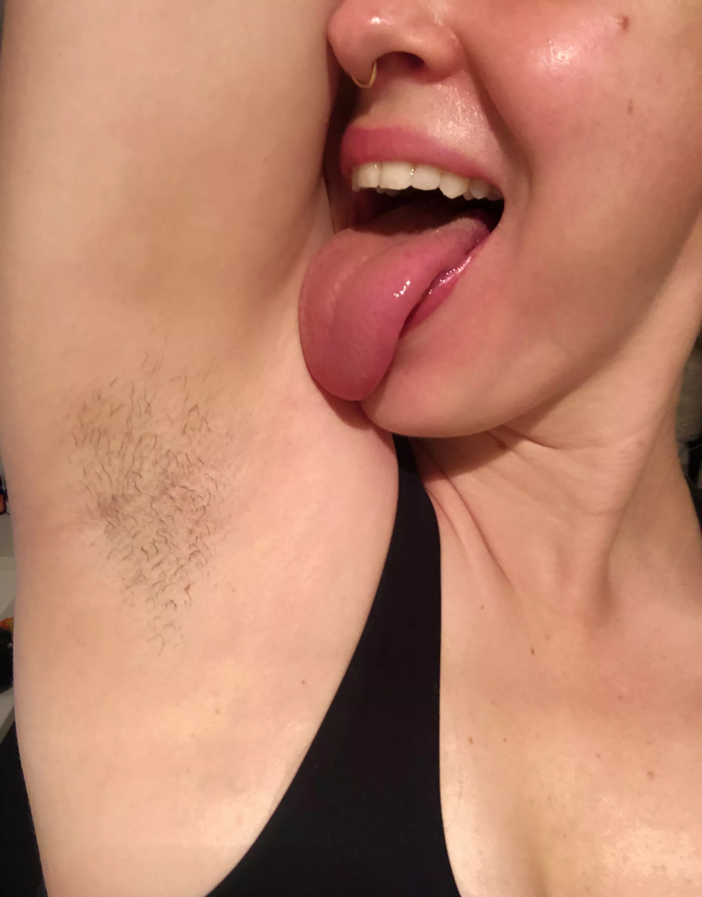 close-up of a week's worth of growth + tongue + smile 🤗😛 posted by merrymaryjane69