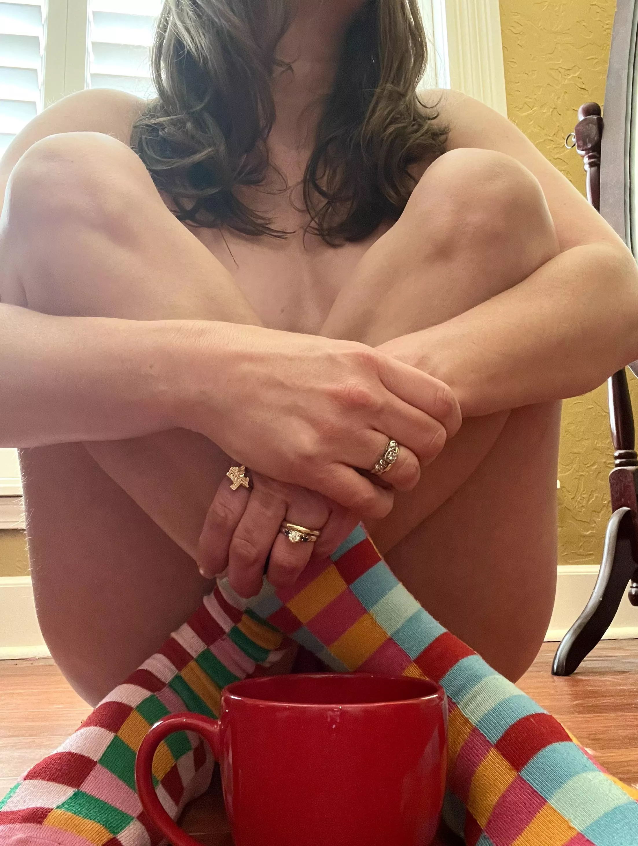 Coffee and mismatched socks go together like … ? 🤔 posted by petiteboredhousewife