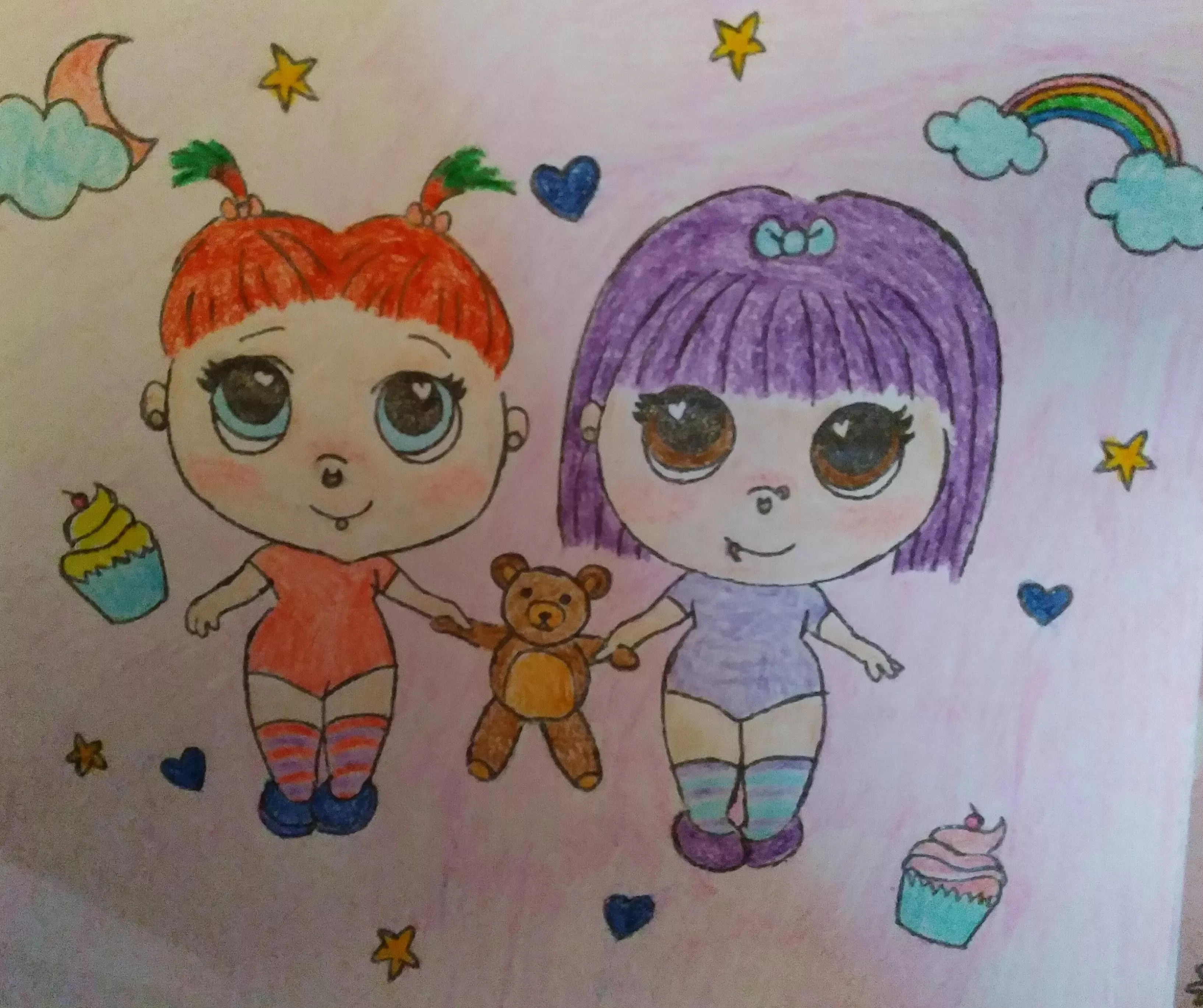 Colored a picture of me & my little friend today 😁. I'm not exactly a great artist but I have fun anyway posted by MmmmmPiebaby