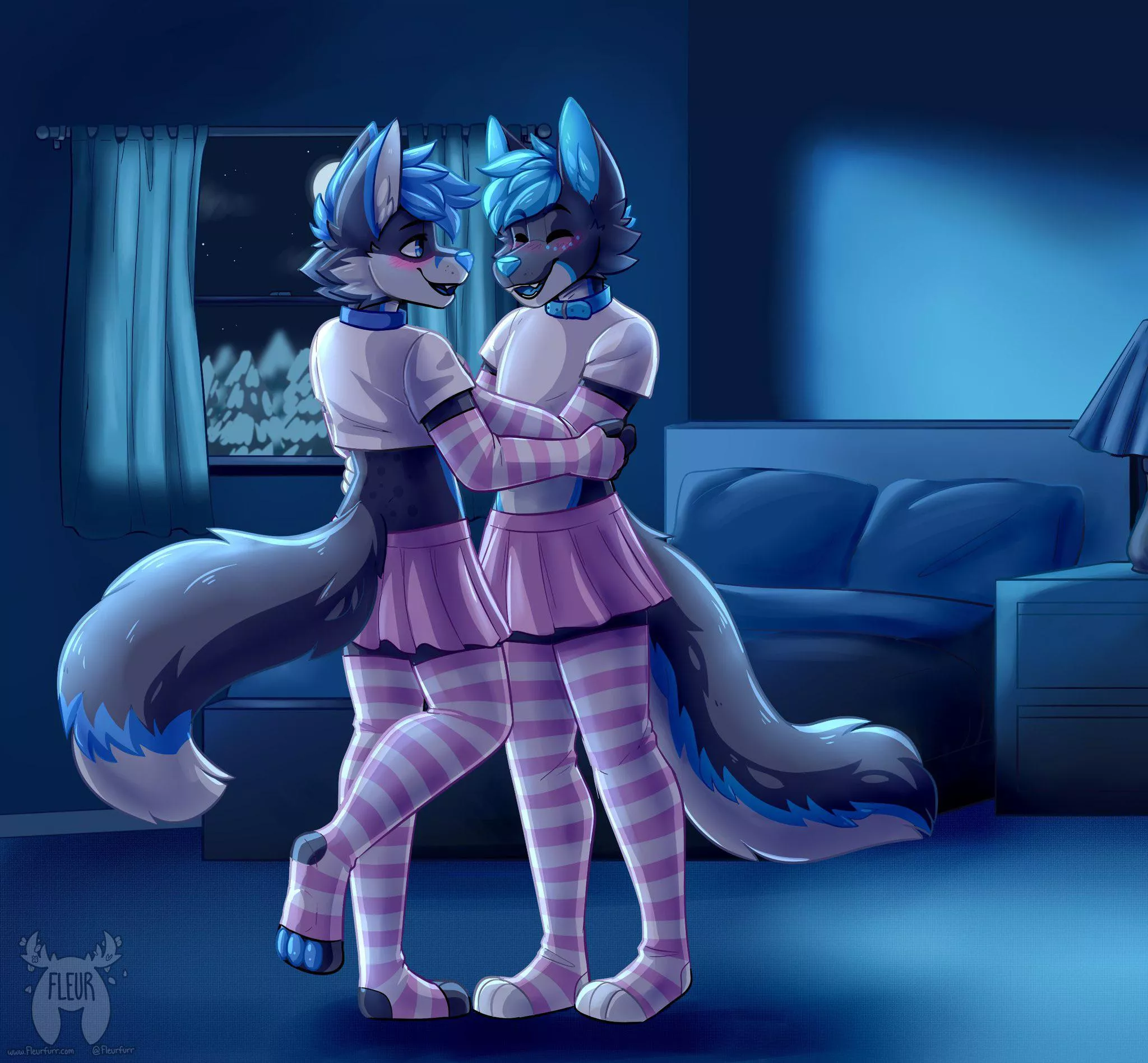 Commission for a cute couple (Art by me: @Fleurfurr on twitter) posted by Fleurfurr