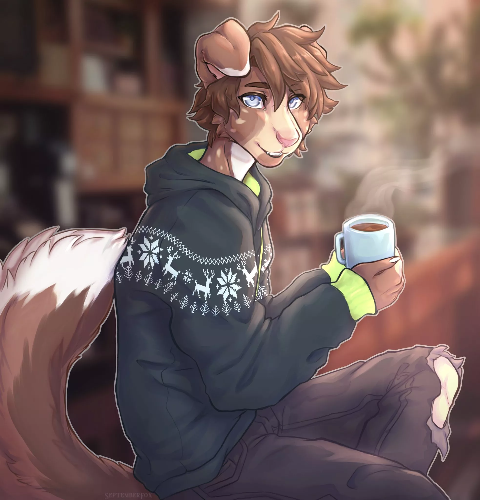 Cozy coffee shop (by me, september_foxx on twitter) posted by Autumnbadger