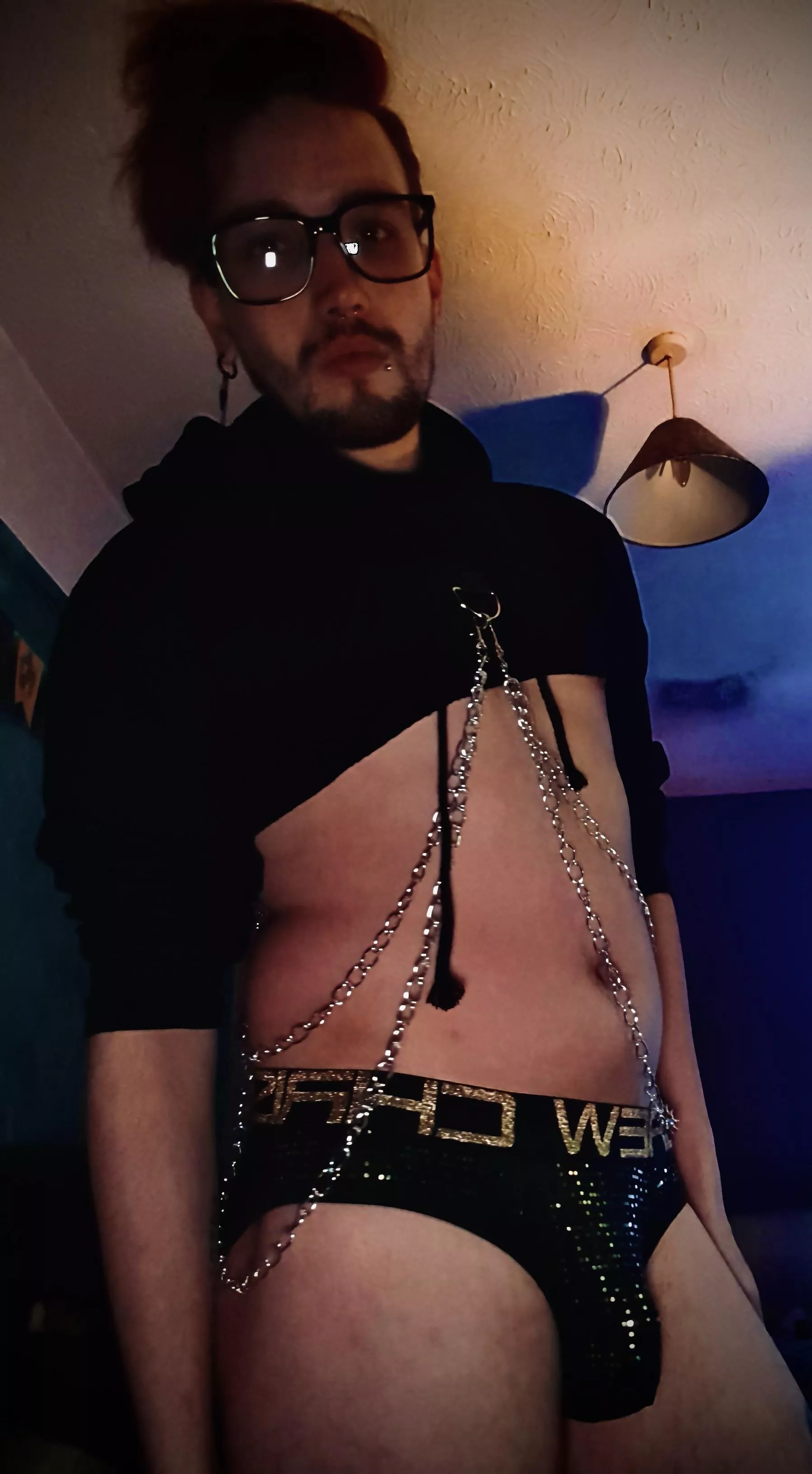 Cropped hoodie and a jockstrap ✌️not sure why but wearing this really boosts my confidence, I’m normally really shy. Even posting this is out my comfort zone. posted by DthDrp4Dyz