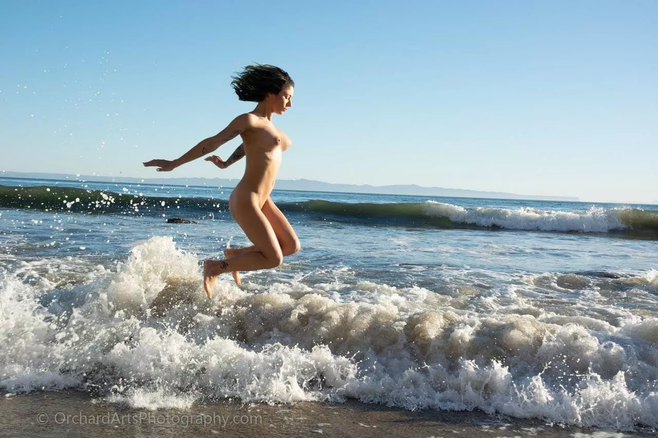 Crystal jumping for joy, naked of course. posted by orchardarts