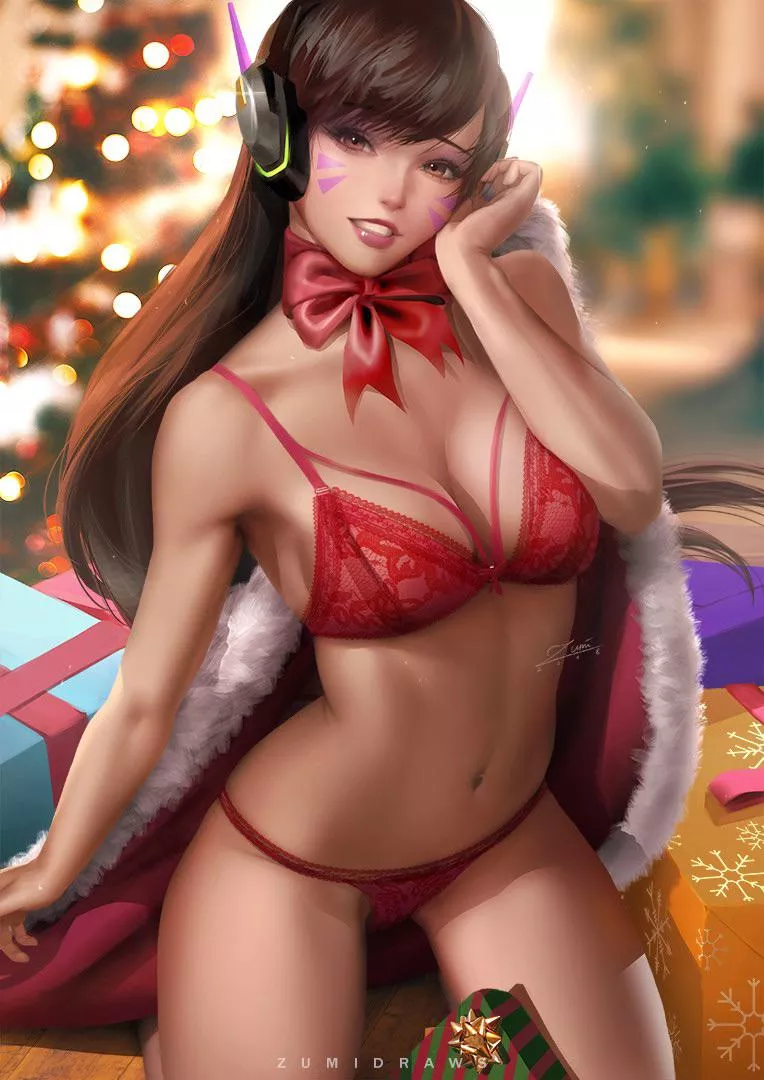 Cute holiday D.Va (ZumiDraws) posted by INSUBORDINATION-BRUH