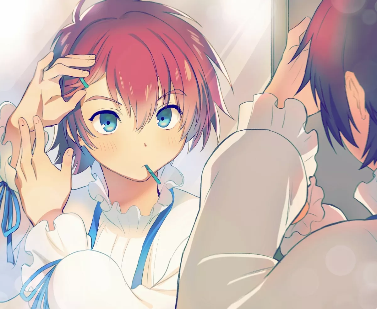 Cute redhead making up his hair posted by Votome