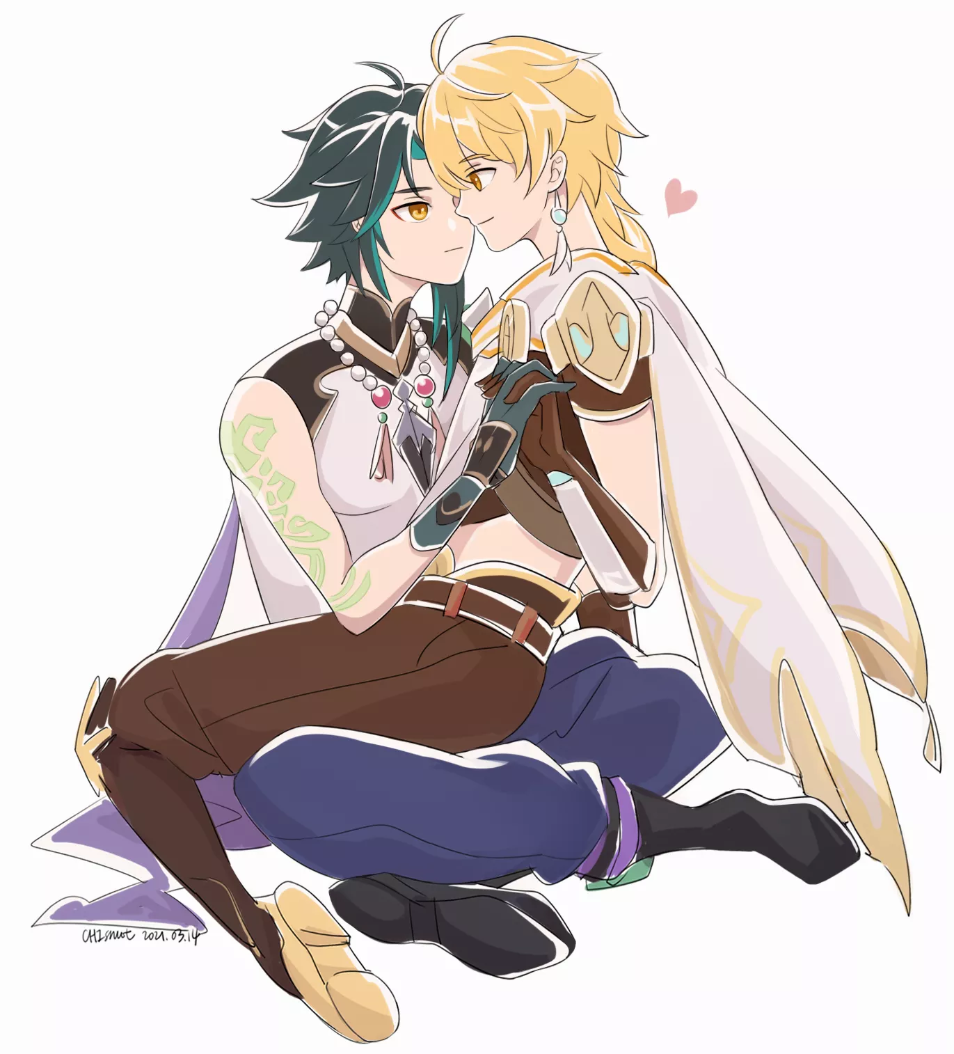 Cute Xiao and Aether (Genshin Impact) posted by magicistragick