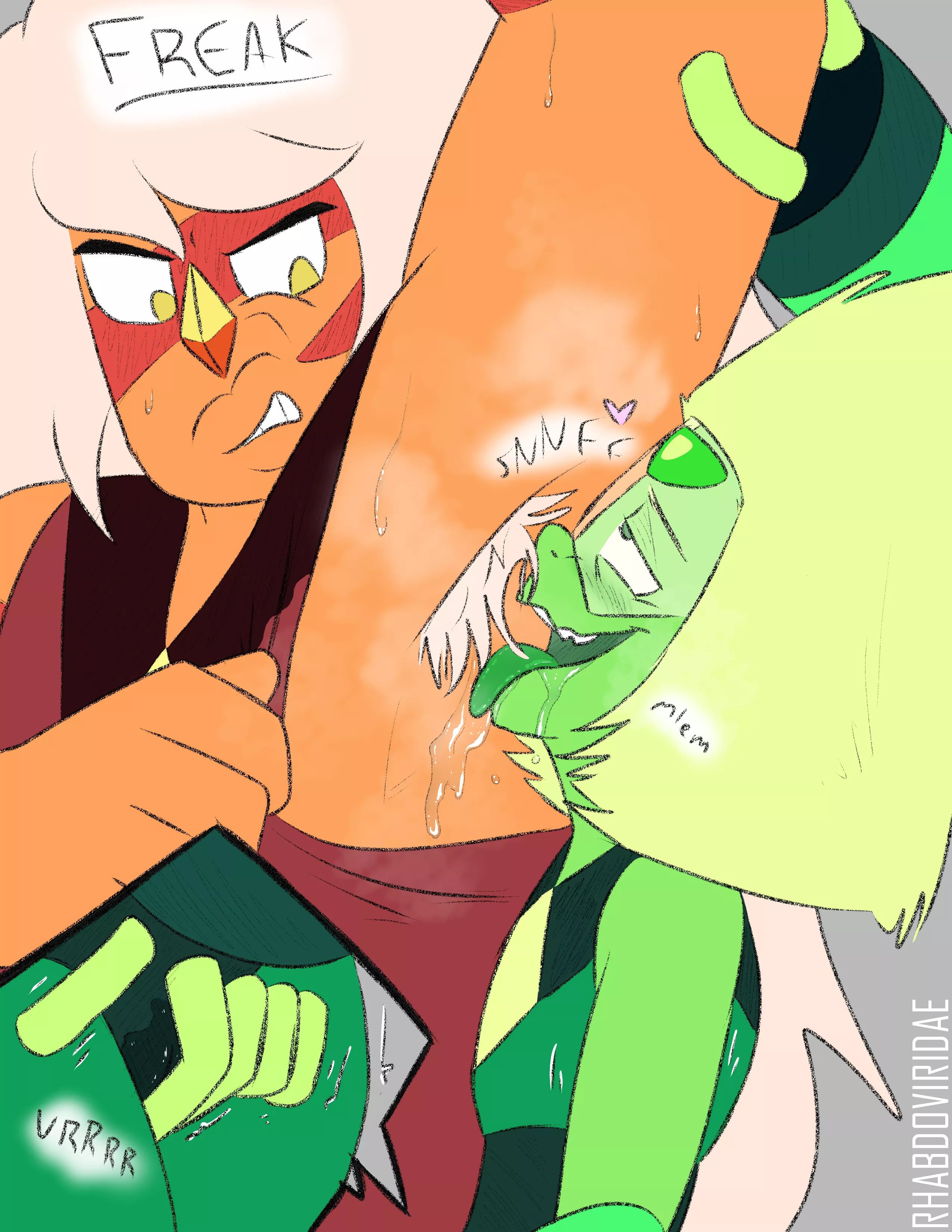 CW: musk/sweat Peridot worships Jaspers armpits posted by realwolftacos