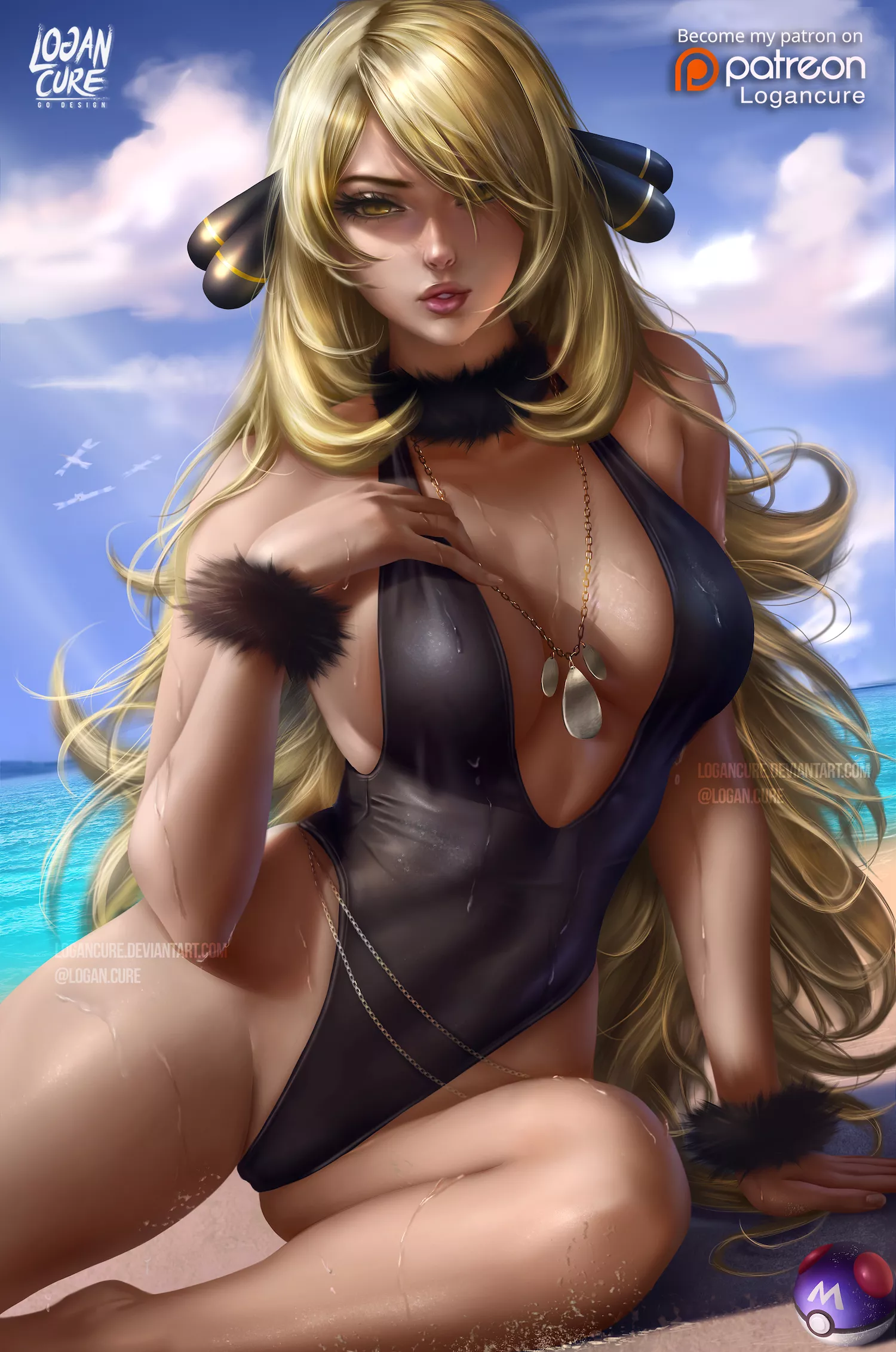 Cynthia Swimsuit (Logan Cure) [Pokemon] posted by sequence_string