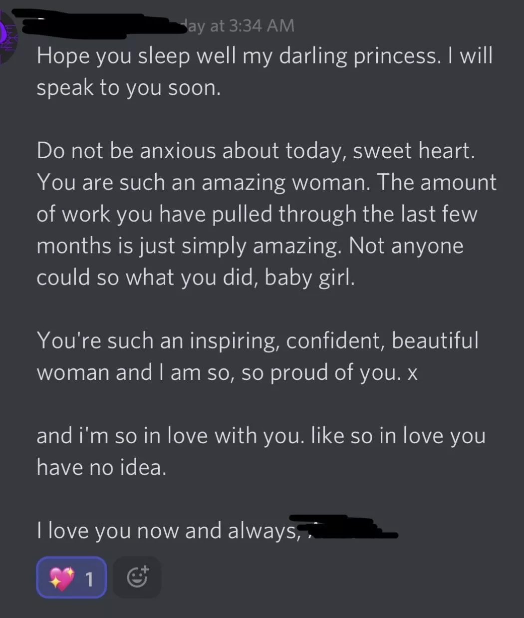 Daddy sends messages when I fall asleep every night and I thought Iâ€™d share this one if anyone else needs to hear it ðŸ¥°ðŸ¥° Iâ€™m proud of you! posted by purple1248756